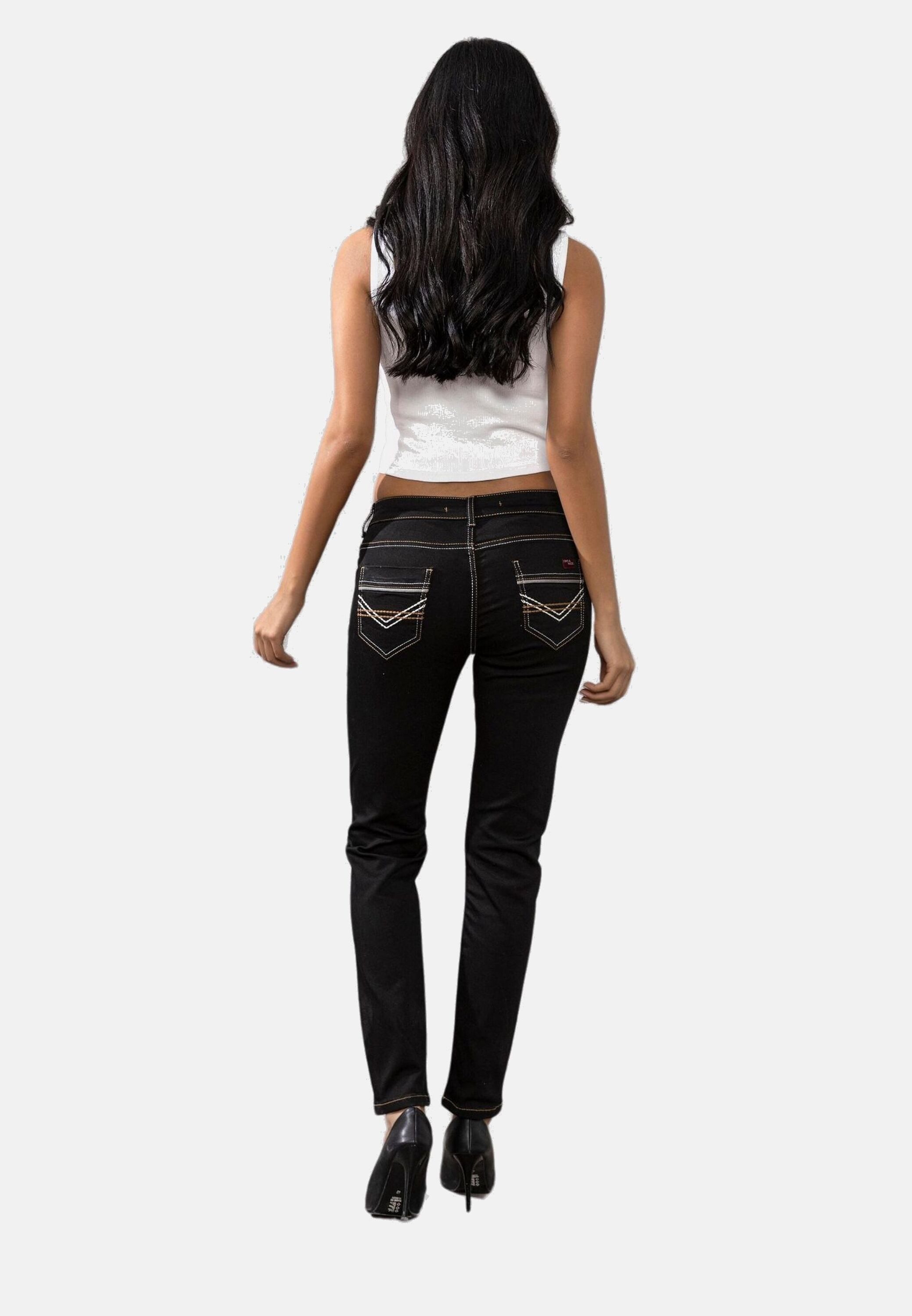 Cipo & Baxx Slim-fit-Jeans Jeans mit auffällig farbigen Ziernähten, WD256