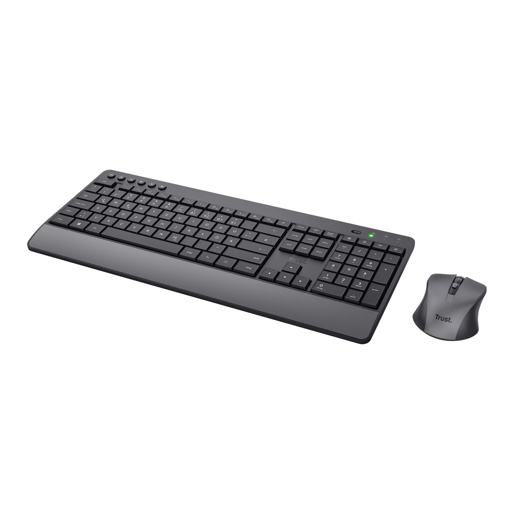 Trust Trezo Comfort Tastatur Maus Set kabellos Wireless für PC Tastatur- und Maus-Set, (Set bestehend aus Tastatur und Maus)