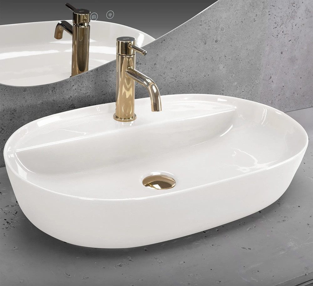 wohnwerk.idee Aufsatzwaschbecken Design-Waschbecken oval, Keramik, mit günstig online kaufen