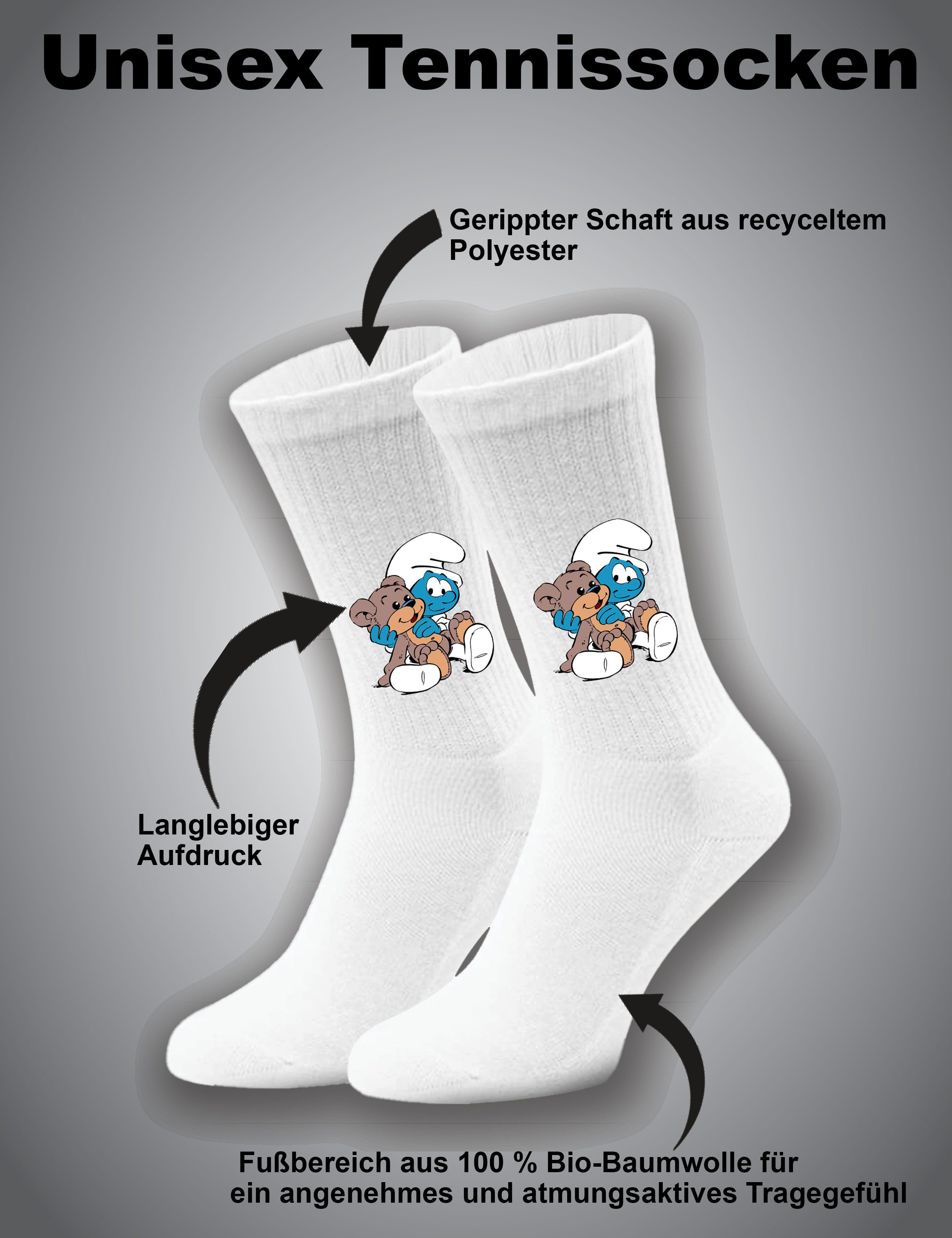 Youth Designz Tennissocken Unisex Socken "Baby Schlumpf" Aufdruck lustig Geschenk Statement mit verstärkter Verse und Zehenbereich