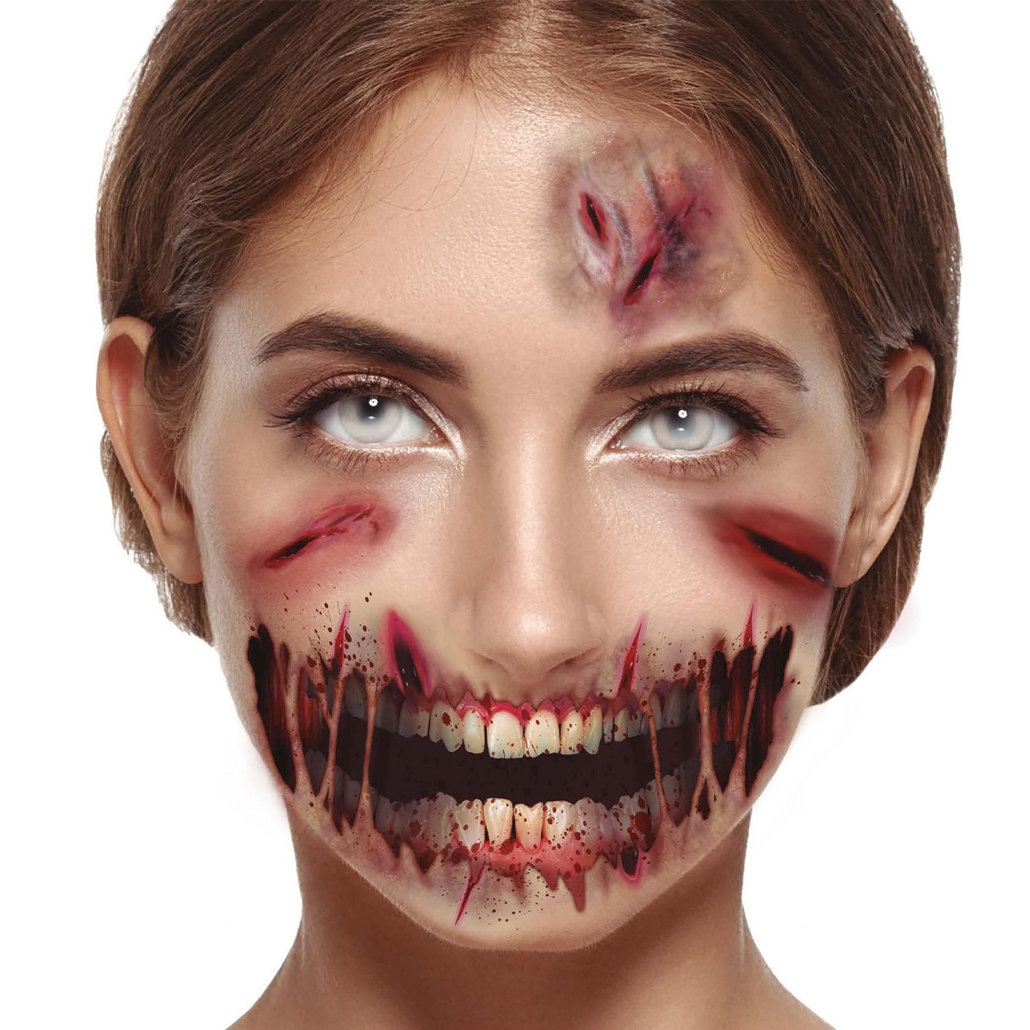 Fiestas Guirca Theaterschminke Halloween Tattoos 'Abschürfungen Zombie', 14 x 9