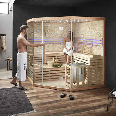 HOME DELUXE Sauna Traditionelle Sauna SKYLINE BIG - XL mit Kunststeinwand, BxTxH: 200,00 x 200,00 x 210,00 cm