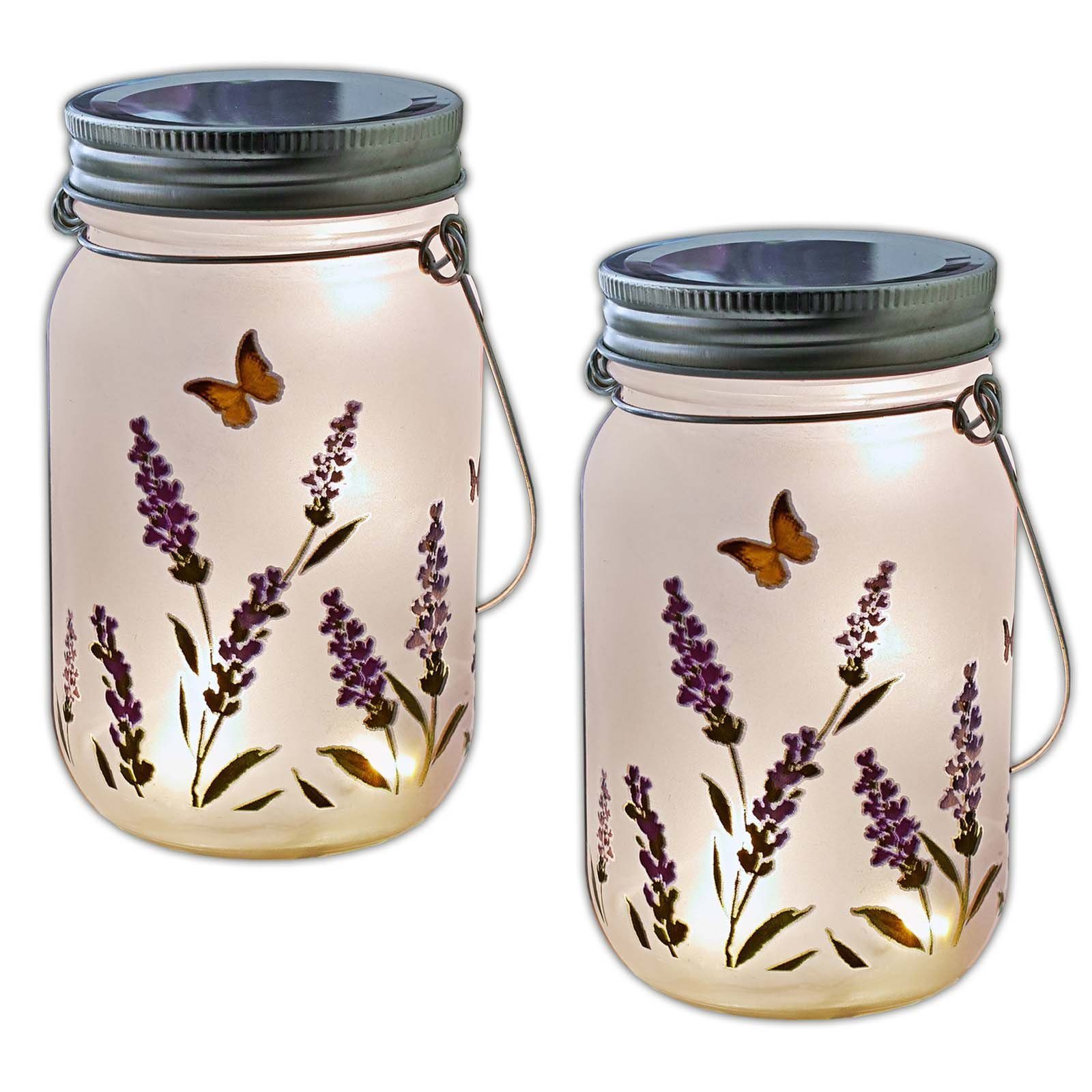 HAC24 LED Dekolicht 2x Led Glas Leuchte Dekoleuchte Glasleuchte Laterne Tischbeleuchtung, LED fest integriert, Mit 10 LEDs, Batteriebetrieben