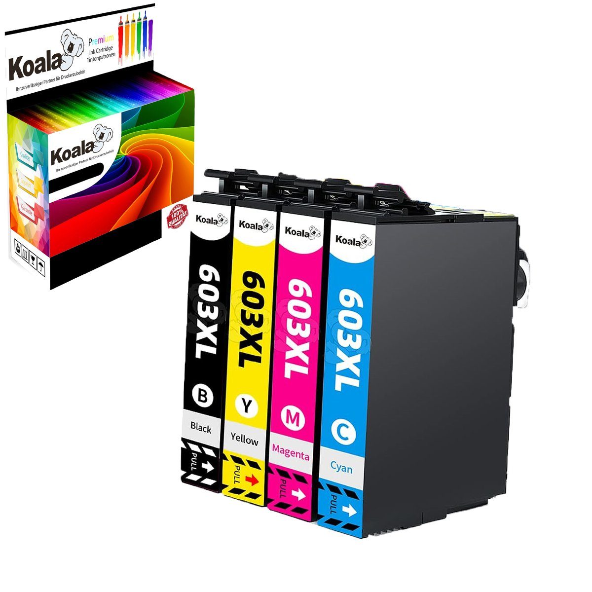Koala Multipack EPSON 603 XL 603XL 4er für XP-3150 3155 4105 4155 Tintenpatrone (Packung, Für Epson Expression Home XP-3100 3150 2150 4100 4105 2105 2100)