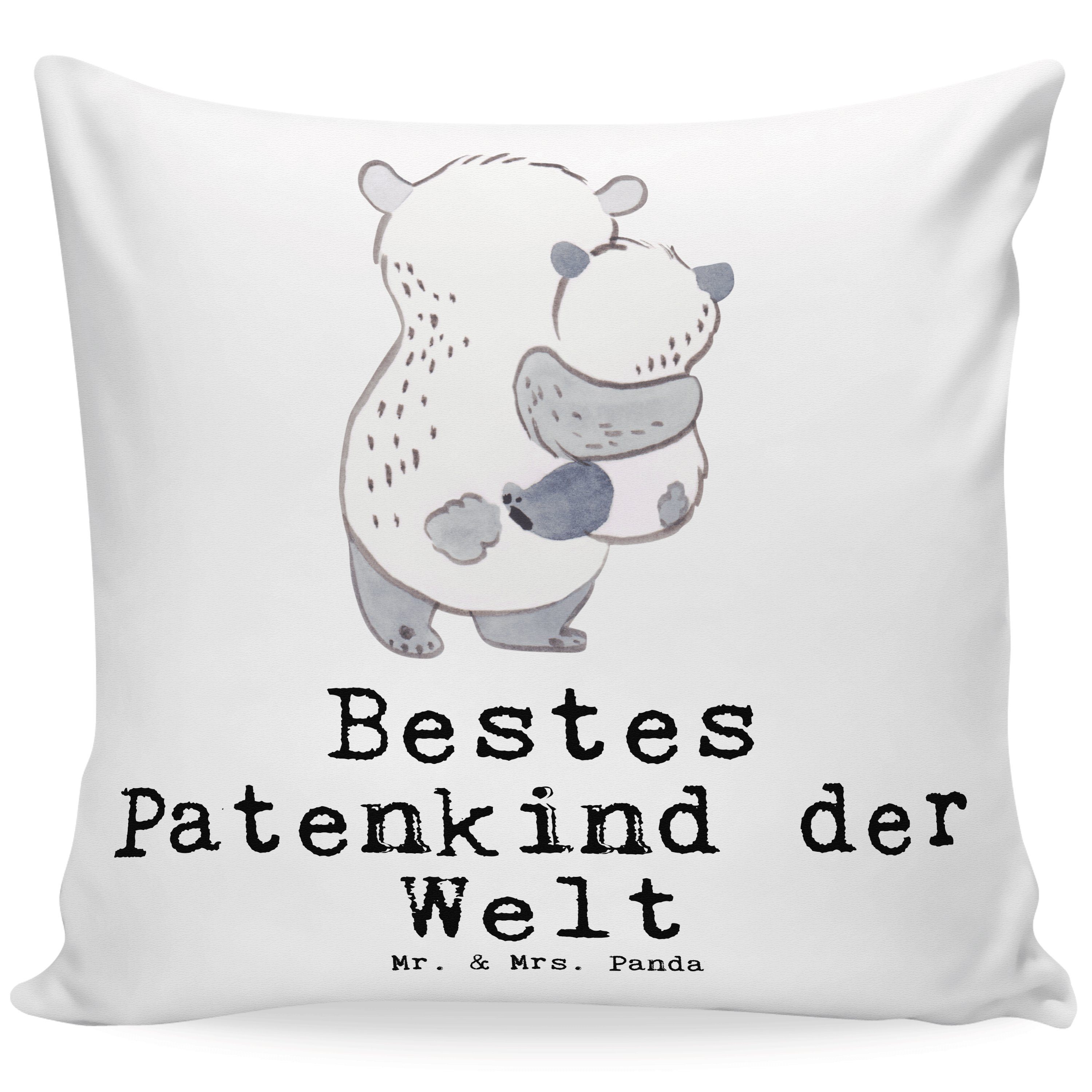 Mr. & Mrs. Panda Декоративні подушки Panda Bestes Patenkind der Welt - Weiß - Geschenk, Tauffeier, Geburts, Einzigartige Motive