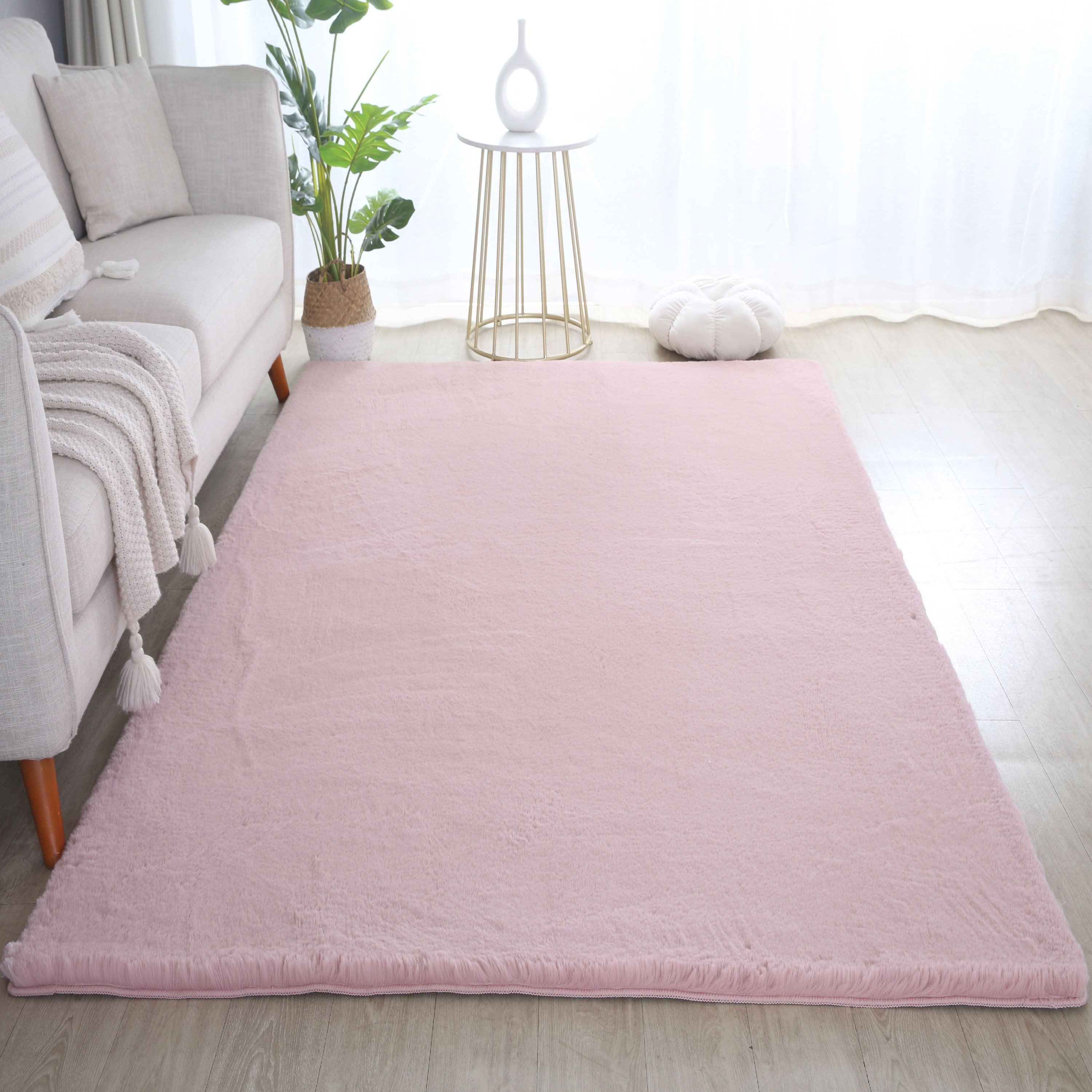 SIMPEX24 Teppich Unicolor - Einfarbig, Läufer, Höhe: 20 mm, Teppich Wohnzimmer Einfarbig Shaggy Modern Flauschiger Felloptik Weich