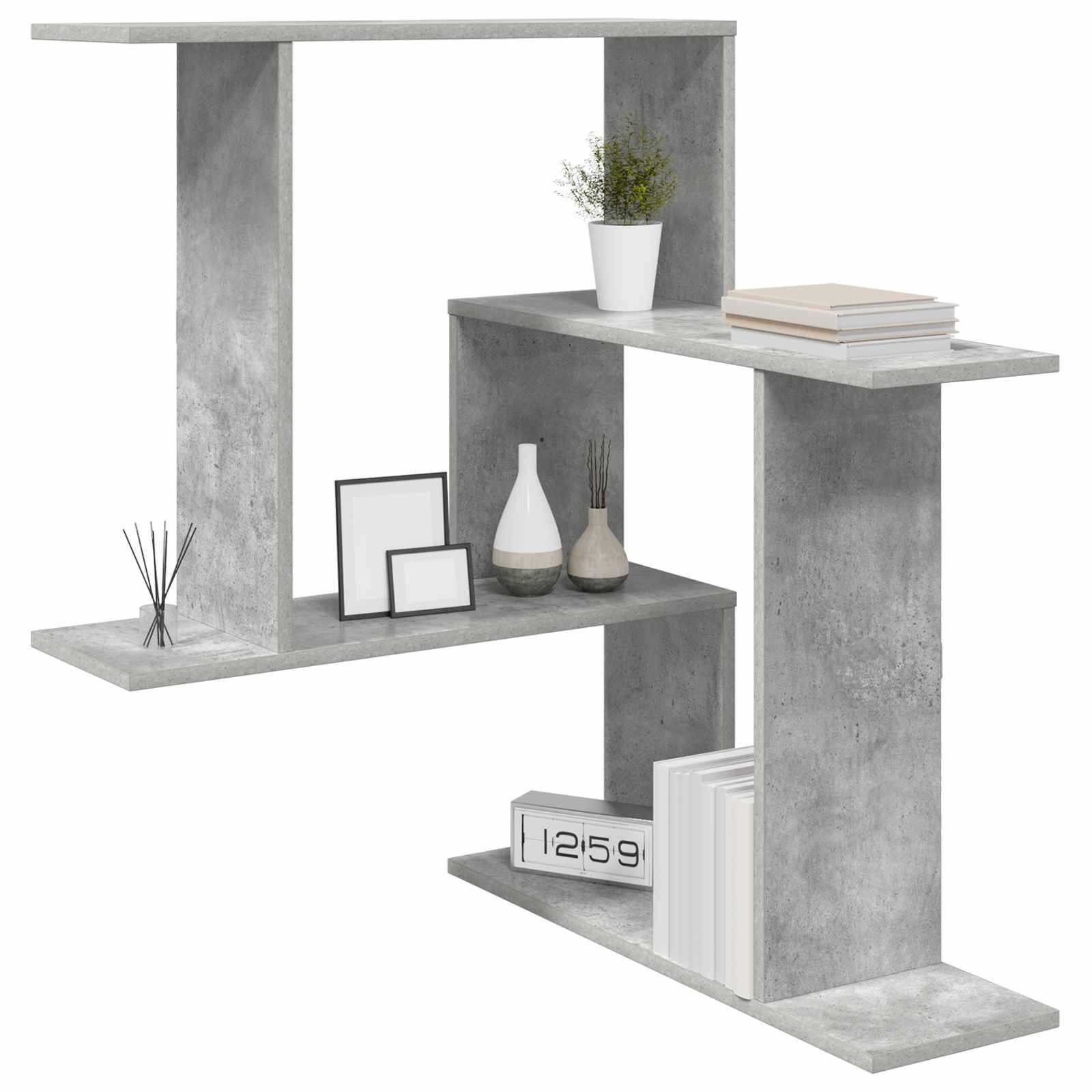 vidaXL Regal Wandregal Betongrau 67 x 67 x 87 cm Holzwerkstoff, 1-tlg.