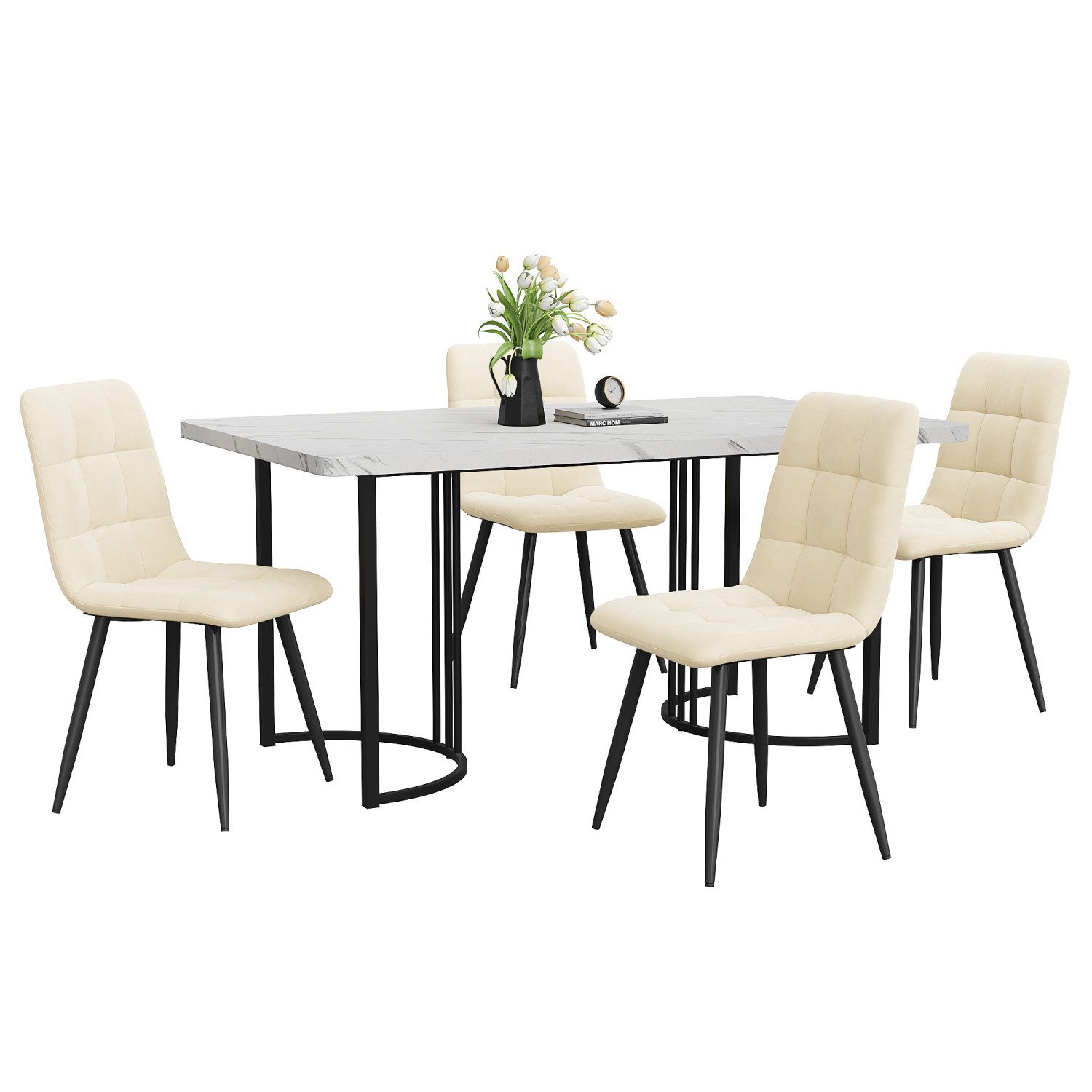 Flieks Essgruppe, (Set, 5-tlg., 140×80cm Tischplatte), Esstisch mit 4 Stühl günstig online kaufen