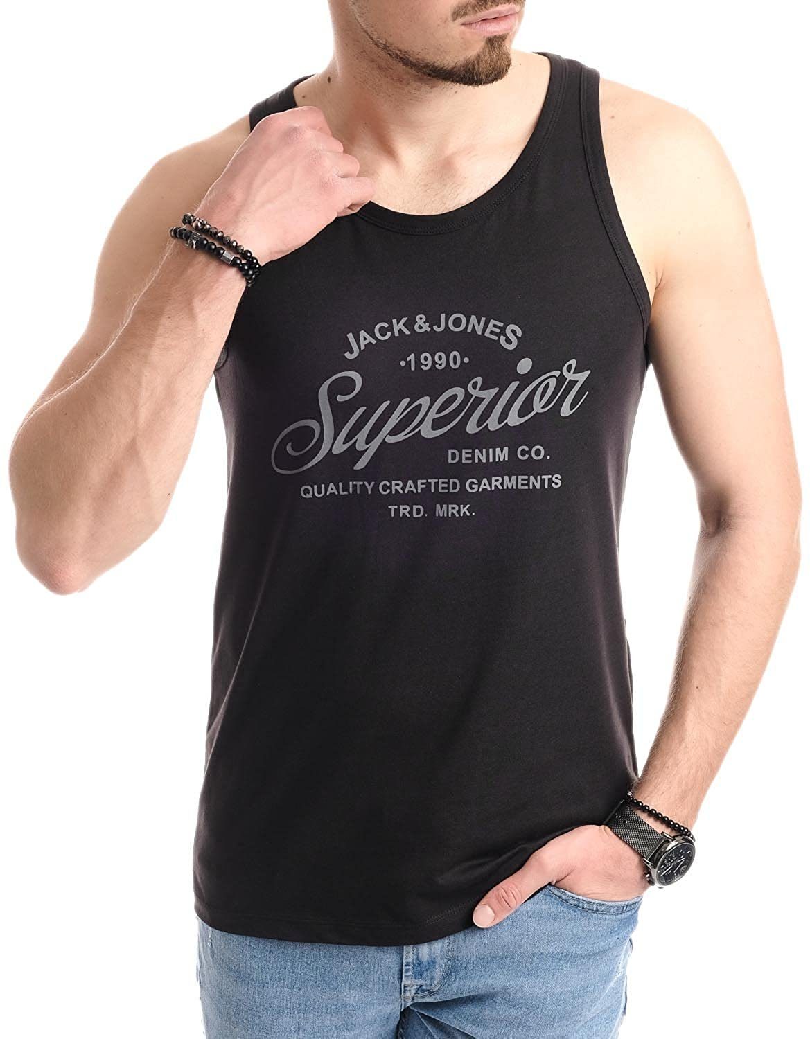 Tanktop unifarbe Black-OPT12 Jones & in Jack