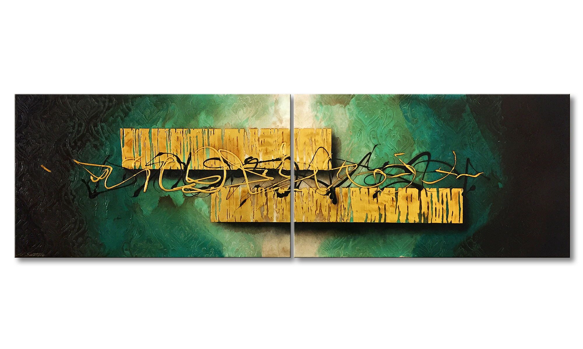 WandbilderXXL Gemälde Kings Garden 200 x 60 cm, Abstraktes Gemälde, handgemaltes Unikat