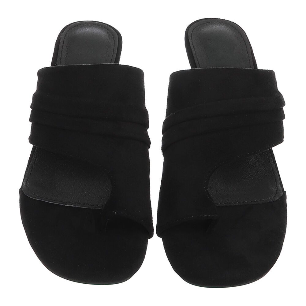 Ital-Design Damen Mules mit Absatz und gerafftem Design Zehentrenner (91849532) Pfennig-/Stilettoabsatz Sandalen & Sandaletten in Schwarz – Bild 4 von 5
