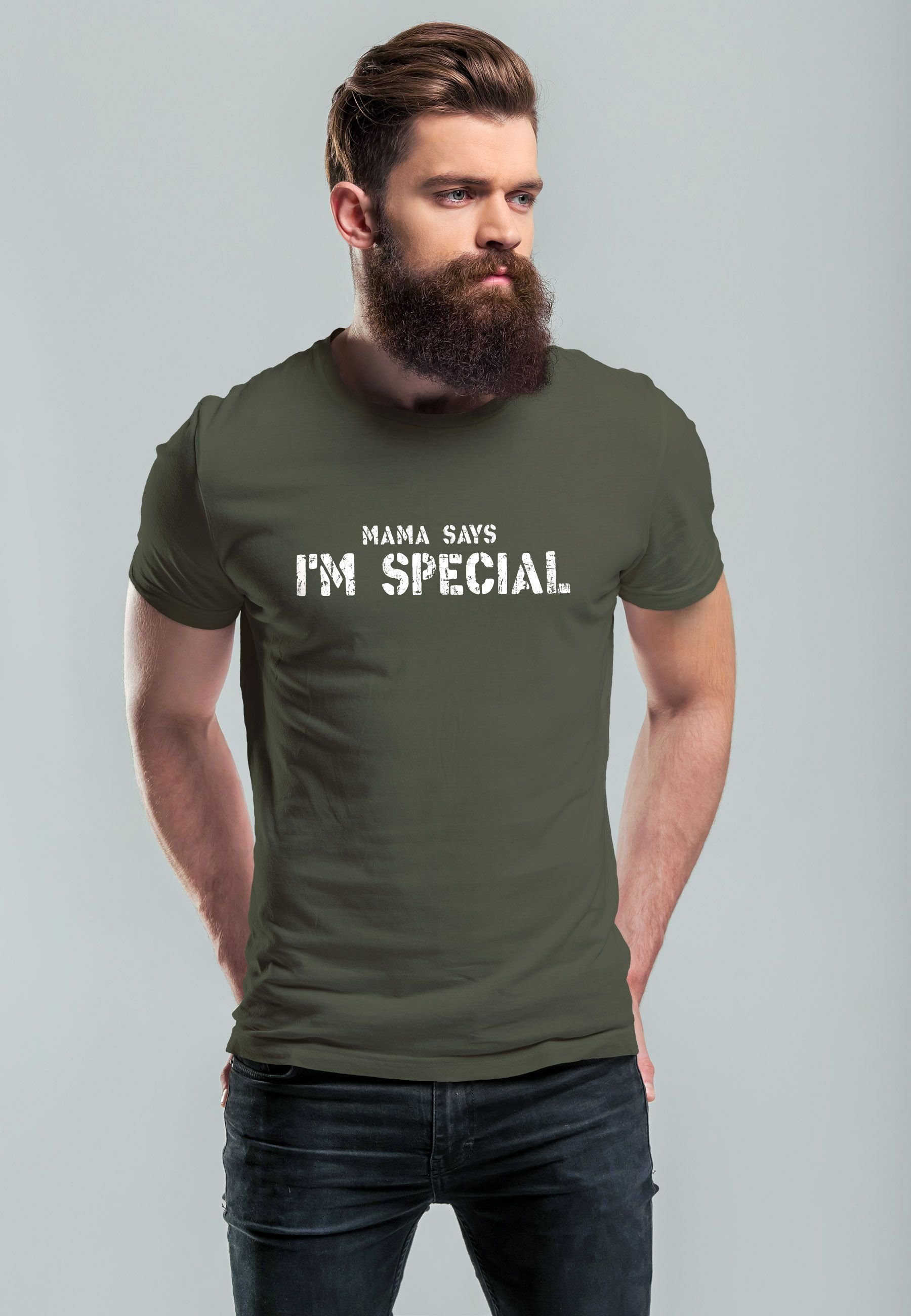 Neverless Mama T-Shirt mit Says Sarkasmus Ironie Print Am Spruch Special army Herren A I lustig Print-Shirt