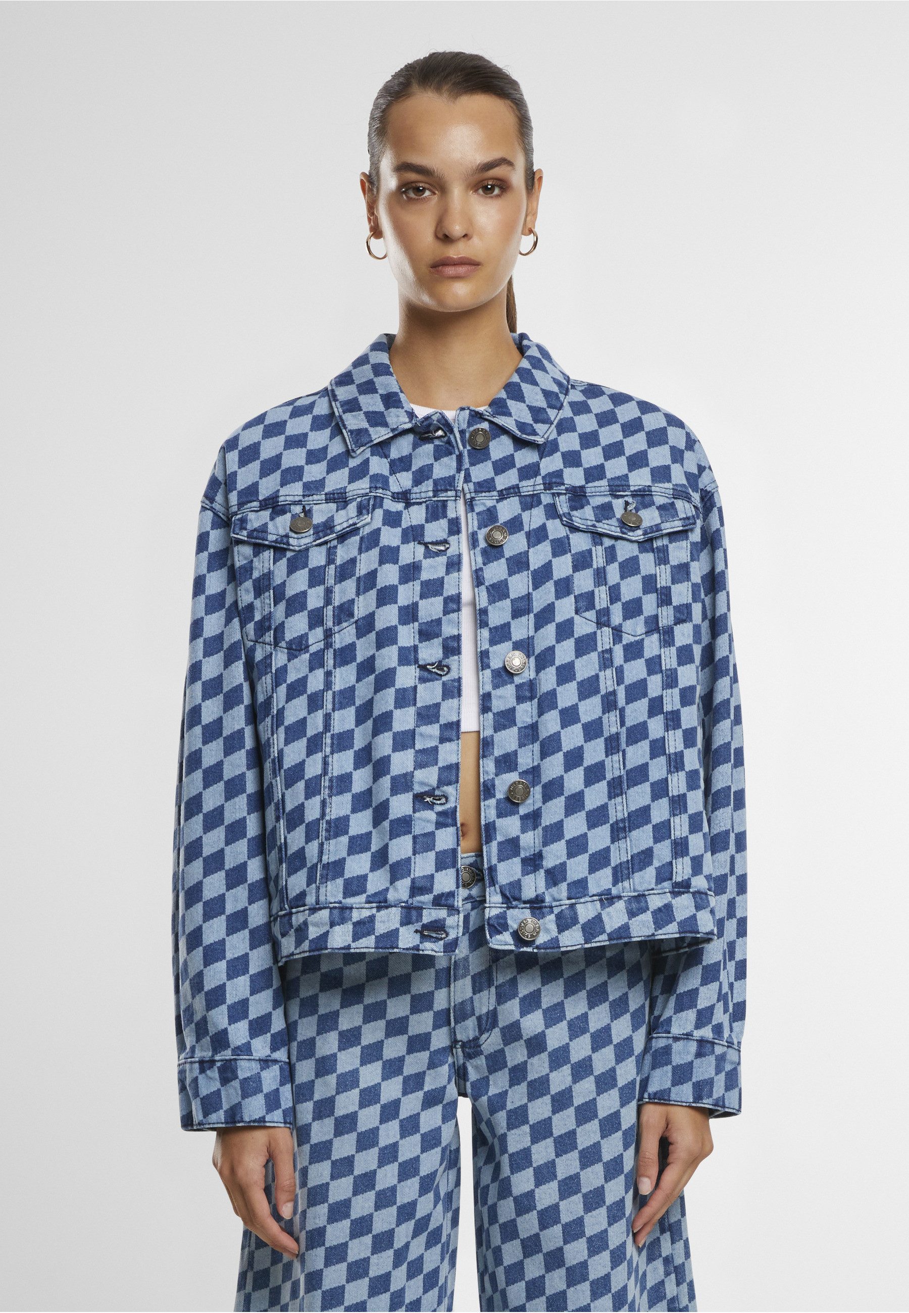 URBAN CLASSICS Jeansjacke Urban Classics Ladies 80‘s Oversized Laser Printed Denim Jacket (1-St)