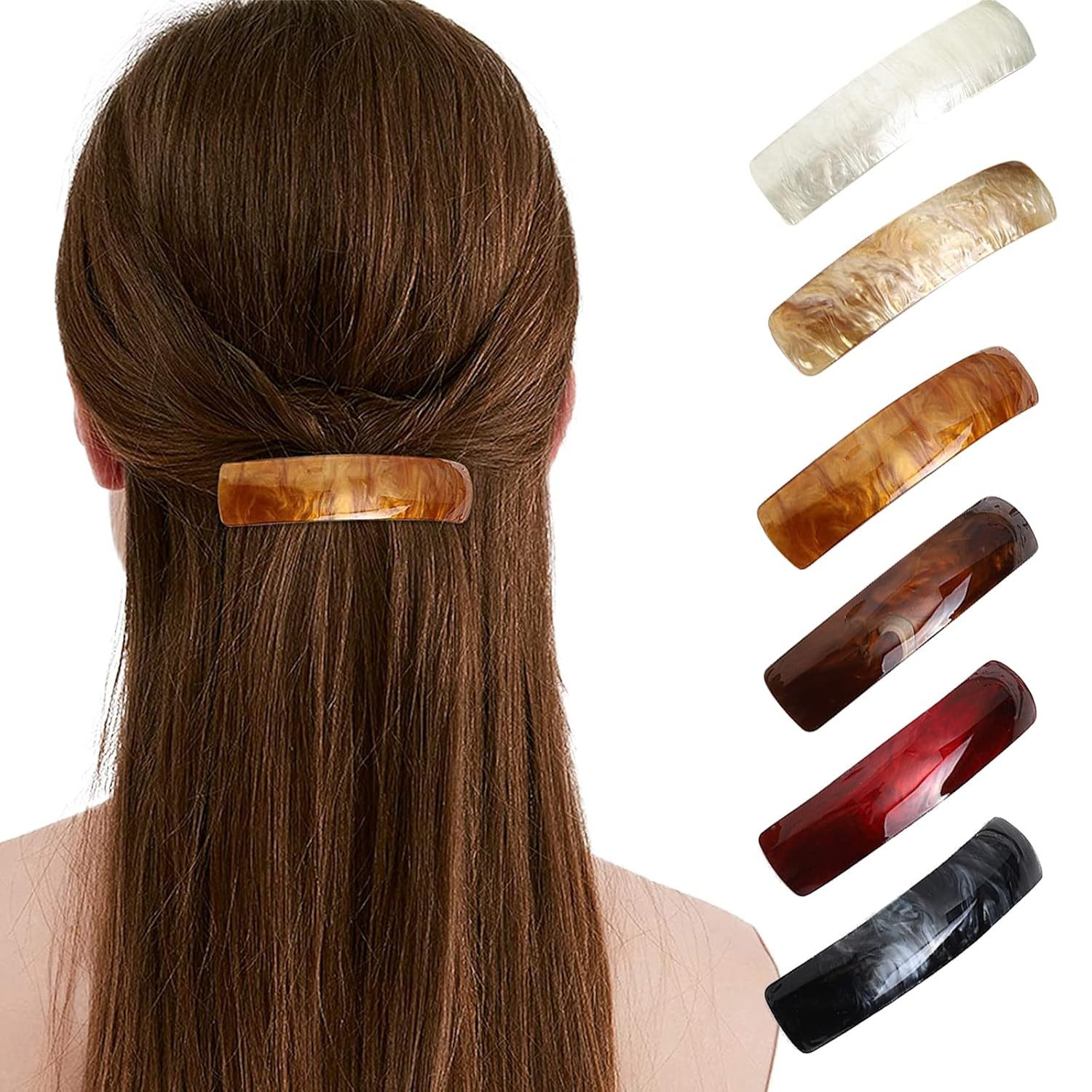 Zaewry Haarspange 6-teiliges Set Retro-Damen-Haarspangen, französische Haaraccessoires, 9,2 cm automatische Klick-Haarspangen für Frauen und Mädchen