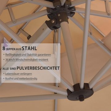 PURPLE LEAF Sonnenschirm Balkon Ampelschirm, 360° drehbar, mit Kurbel, Polyesterverdeck, Kurbelheber