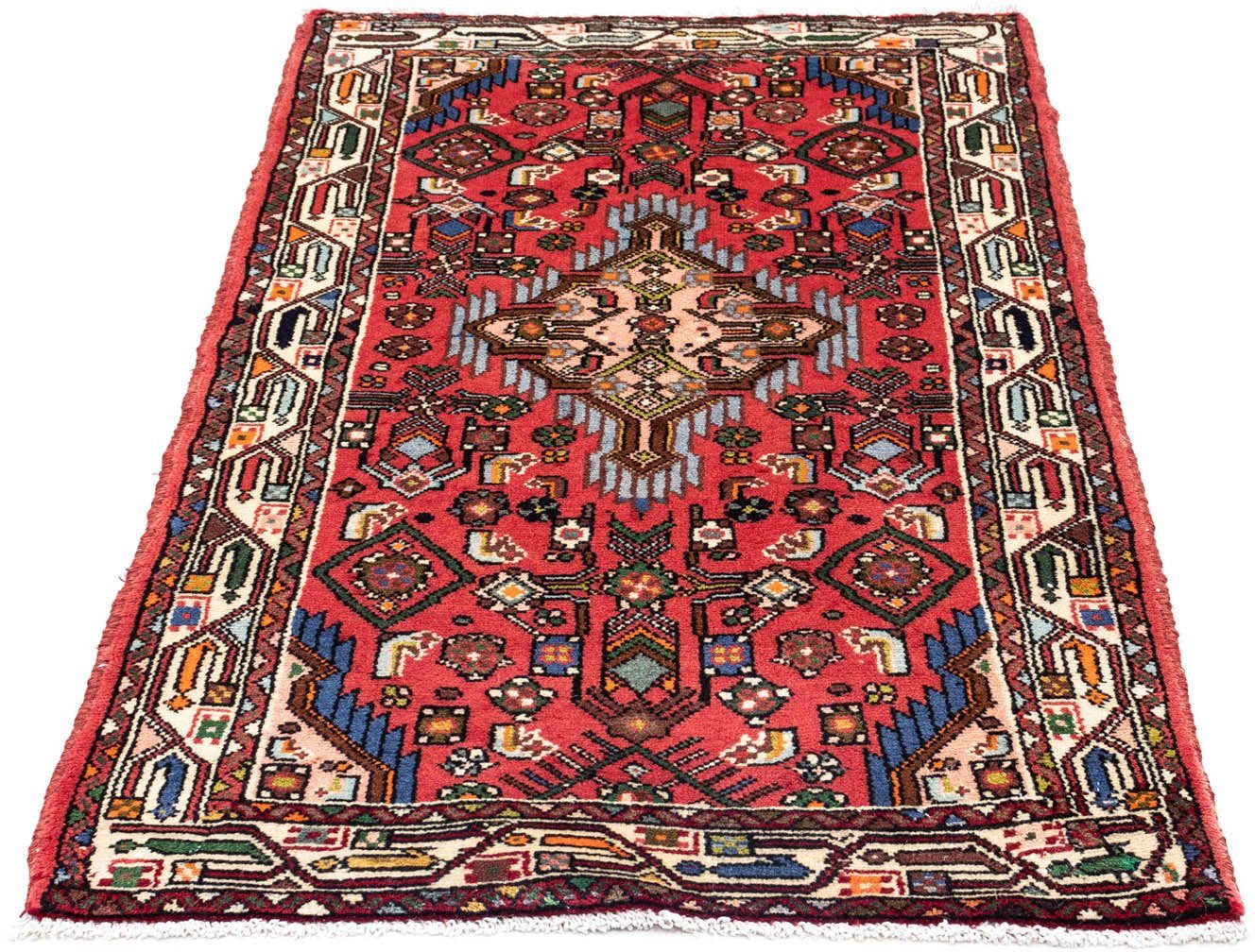 Wollteppich Hosseinabad Medaillon Rosso chiaro 125 x 80 cm, morgenland, rechteckig, Höhe: 10 mm, Handgeknüpft