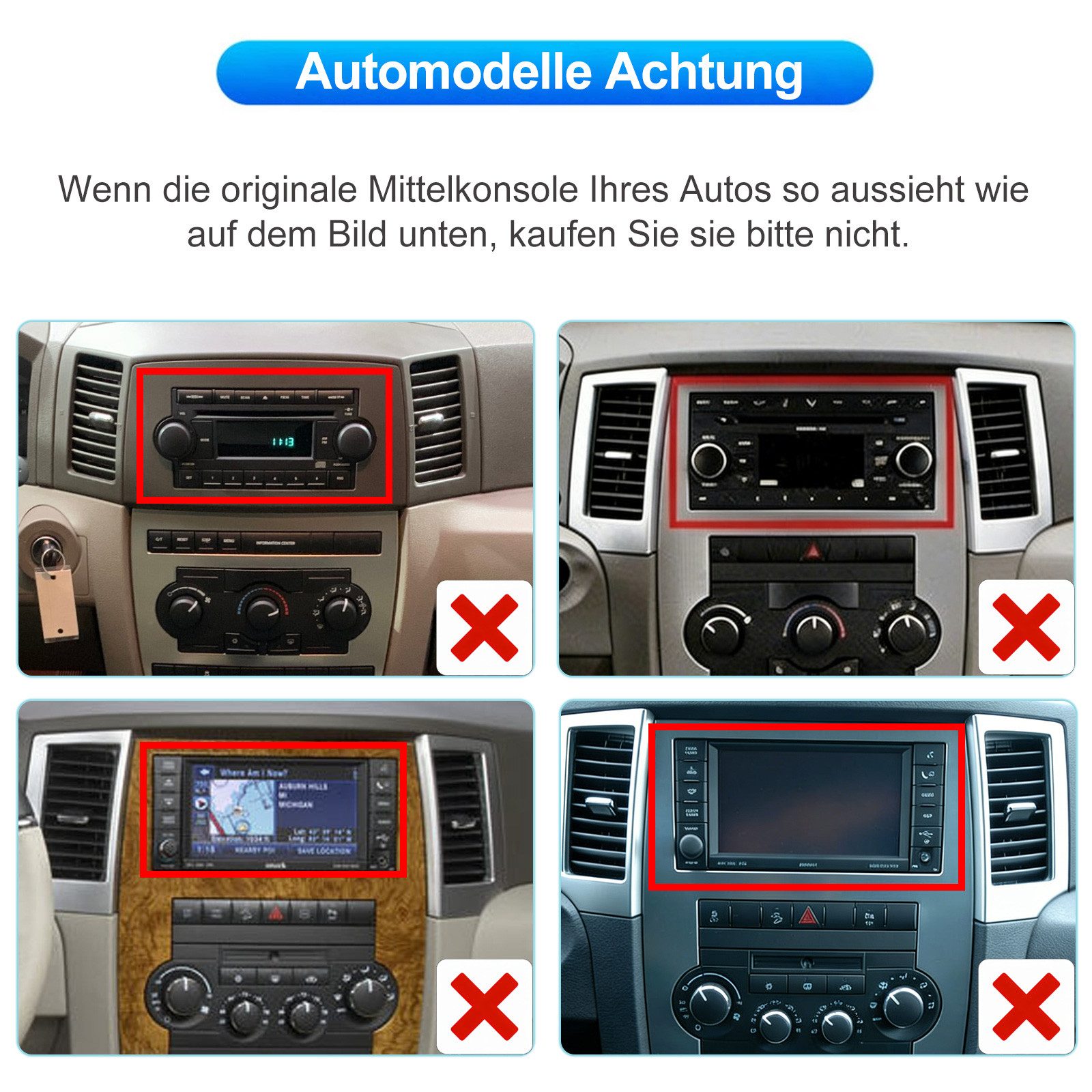ESSGOO DAB+ Für Jeep Grand Cherokee 2005-2007 Android 15 GPS Navi WIFI BT Autoradio (DAB (optional), DAB+ (optional), 4+64GB(optional), RDS, AM, FM, Carplay Android Auto Bluetooth EQ USB GPS Navi WIFI Touchscreen)