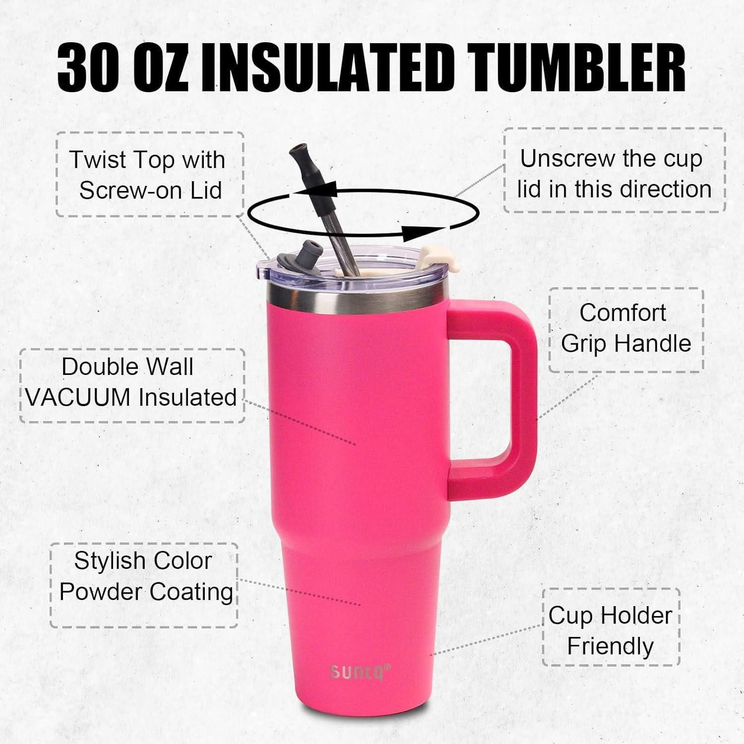 LuxusKollektion Thermotasse Tumbler Edelstahl 850ml vakuumisoliert Griff Deckel Rubinrot-30oz 30oz