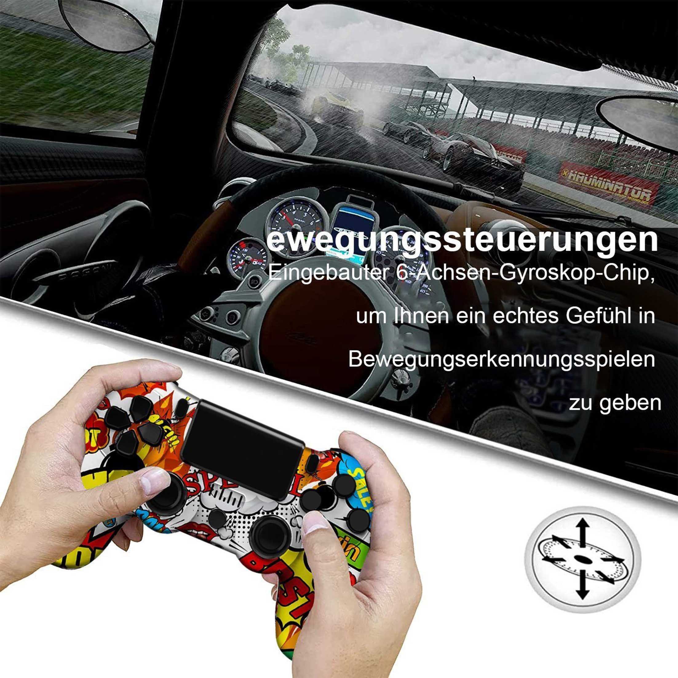 KINSI Wireless Gamepad, Controller, Bluetooth, für PS4 PlayStation 4-Controller (Doppelte Vibration, wiederaufladbare Batterie)