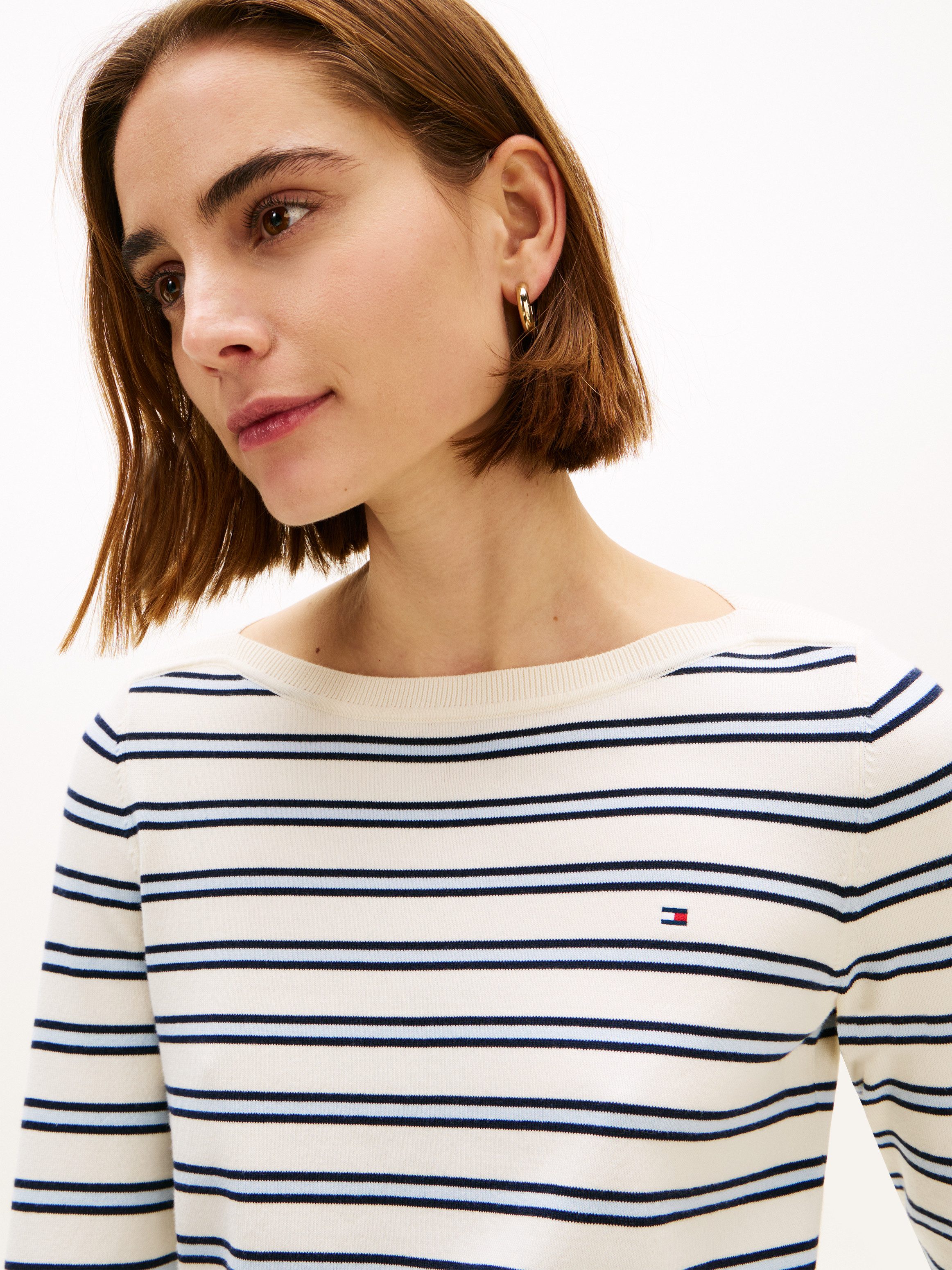 Tommy Hilfiger Strickpullover CO JERSEY STITCH BOAT-NECK SWEATER mit Tommy günstig online kaufen