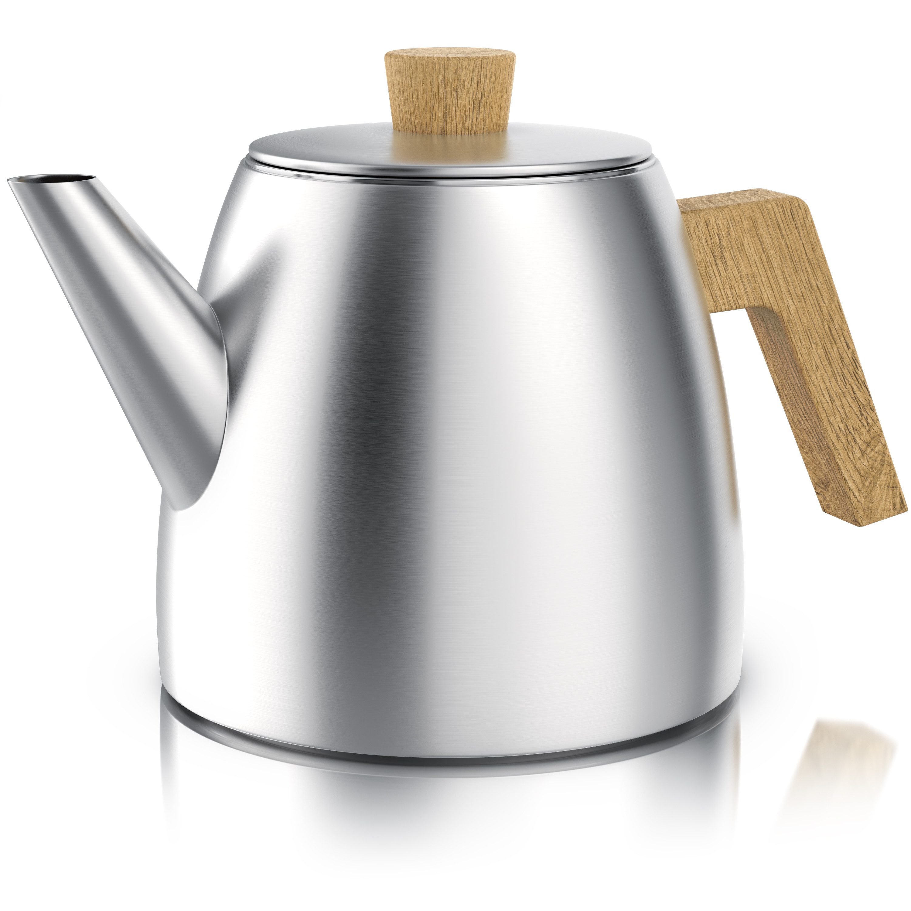 Arendo Teekanne Edelstahl, Siebeinsatz, 1000 ml, mit Griffen aus Holz, Isolierkanne, 1 l, (Set, 2-St), Doppelwandige Thermo Isolierung, Kanne mit Teesieb für losen Tee