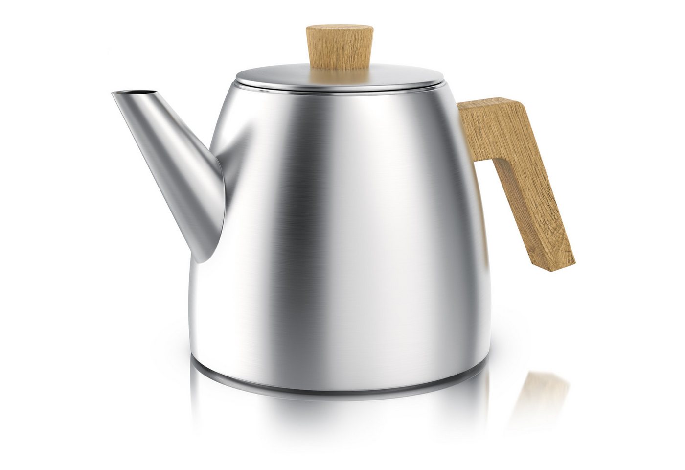 Arendo Teekanne Edelstahl, Siebeinsatz, 1000 ml, mit Griffen aus Holz, Isolierkanne, 1 l, (Set, 2-St), Doppelwandige Thermo Isolierung, Kanne mit Teesieb für losen Tee