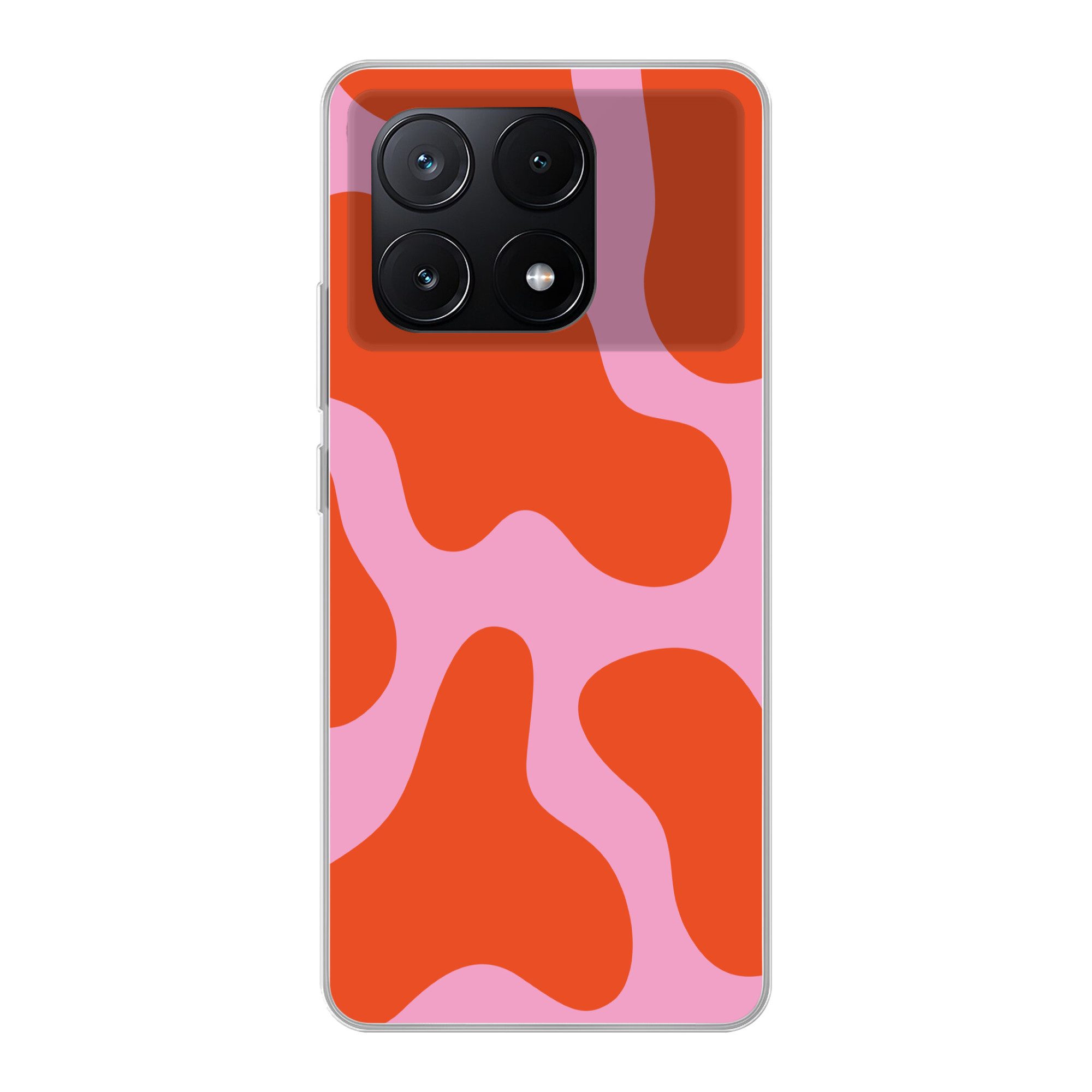 MuchoWow Handyhülle für Xiaomi Poco X6 Pro Flecken - Rot - Rosa - Muster - Minimalistisch, Handy Case, Silikon, Bumper Case Dünn