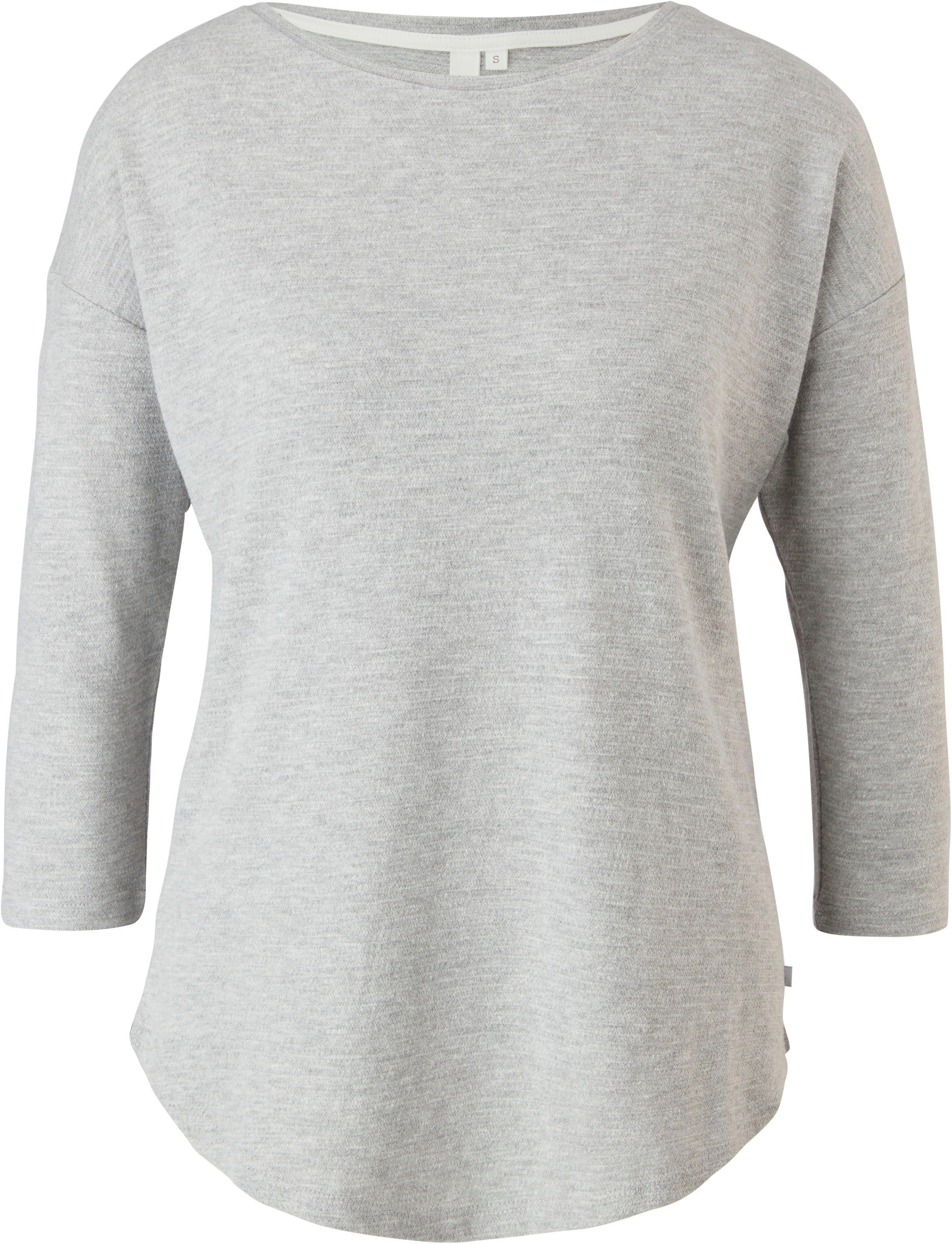3/4-Arm-Shirt überschnittenen grau-meliert QS Schultern mit