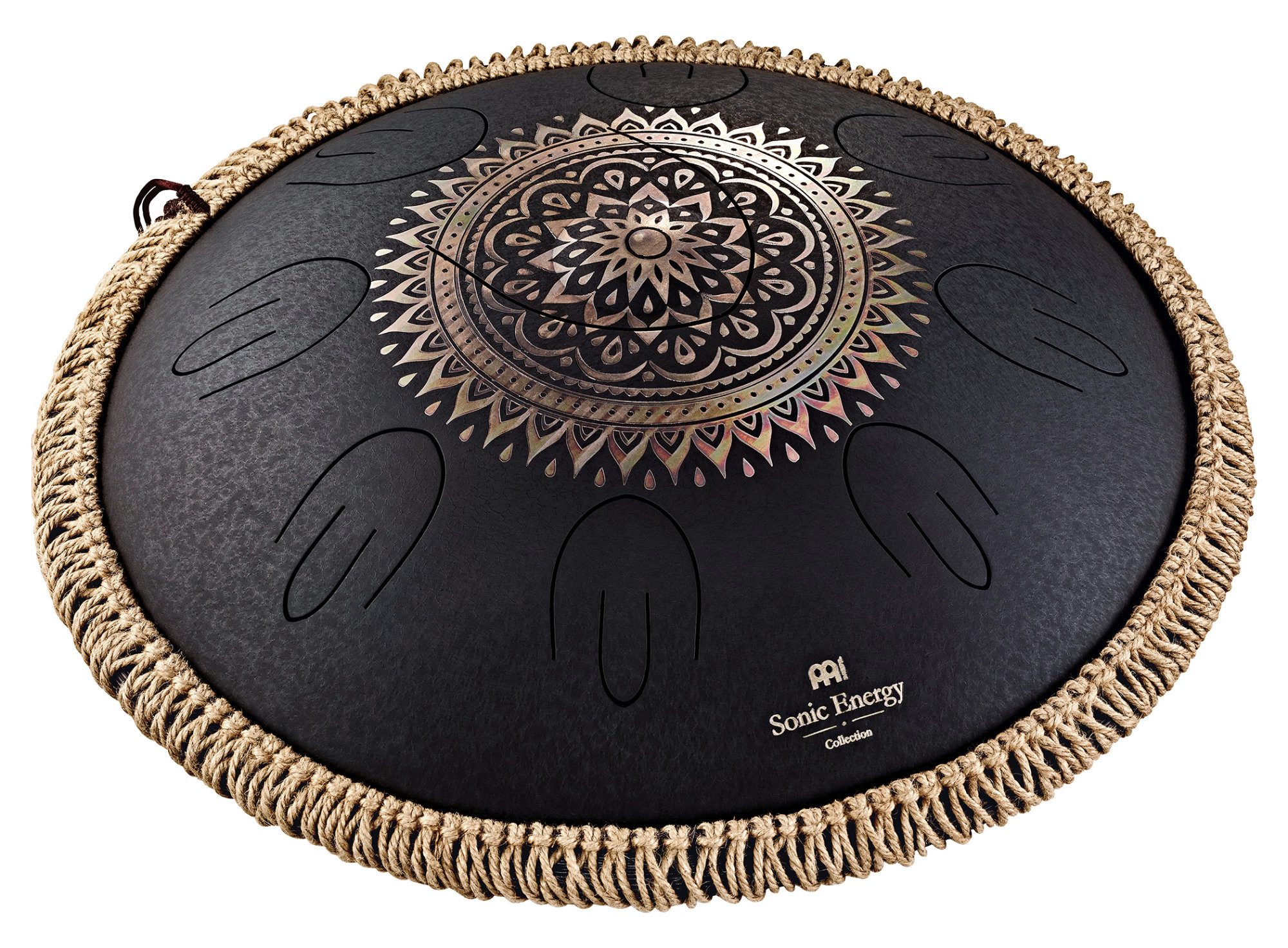 Meinl Sonic Energy Steel Tongue Drum Meinl Sonic Energy Octave Steel Tongue Drum Schwarz D Kurd,D3, A3, Bb3, C4, D4, E4, F4, G4, A4, 3-St., graviertes Blumendesign
