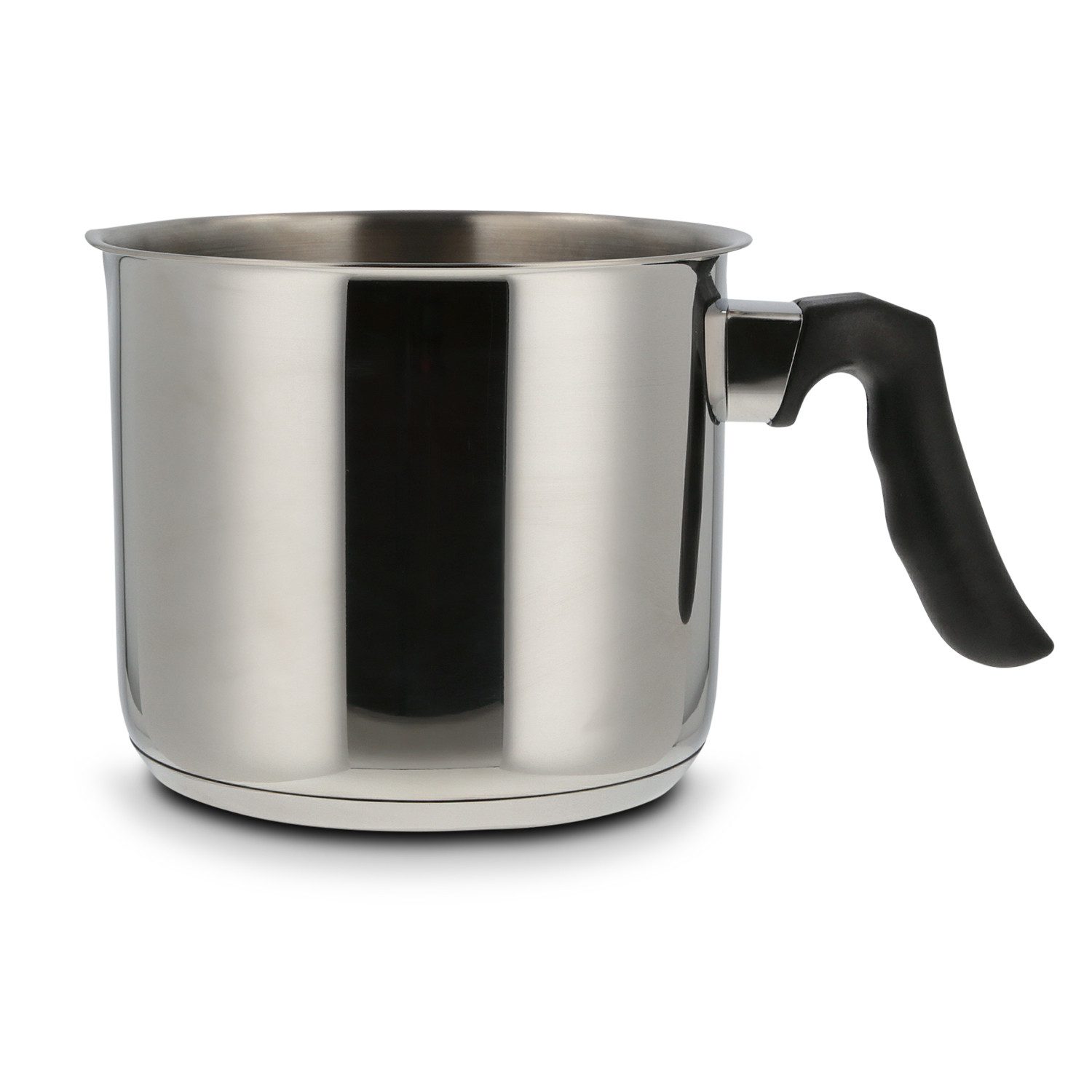 Levelone Kochtopf Milchtopf 14 cm Durchmesser, mit Kunststoffgriff, Edelstahl, 1,5 Liter Volumen, Innenskala, für alle Herdarten inklusive Induktion