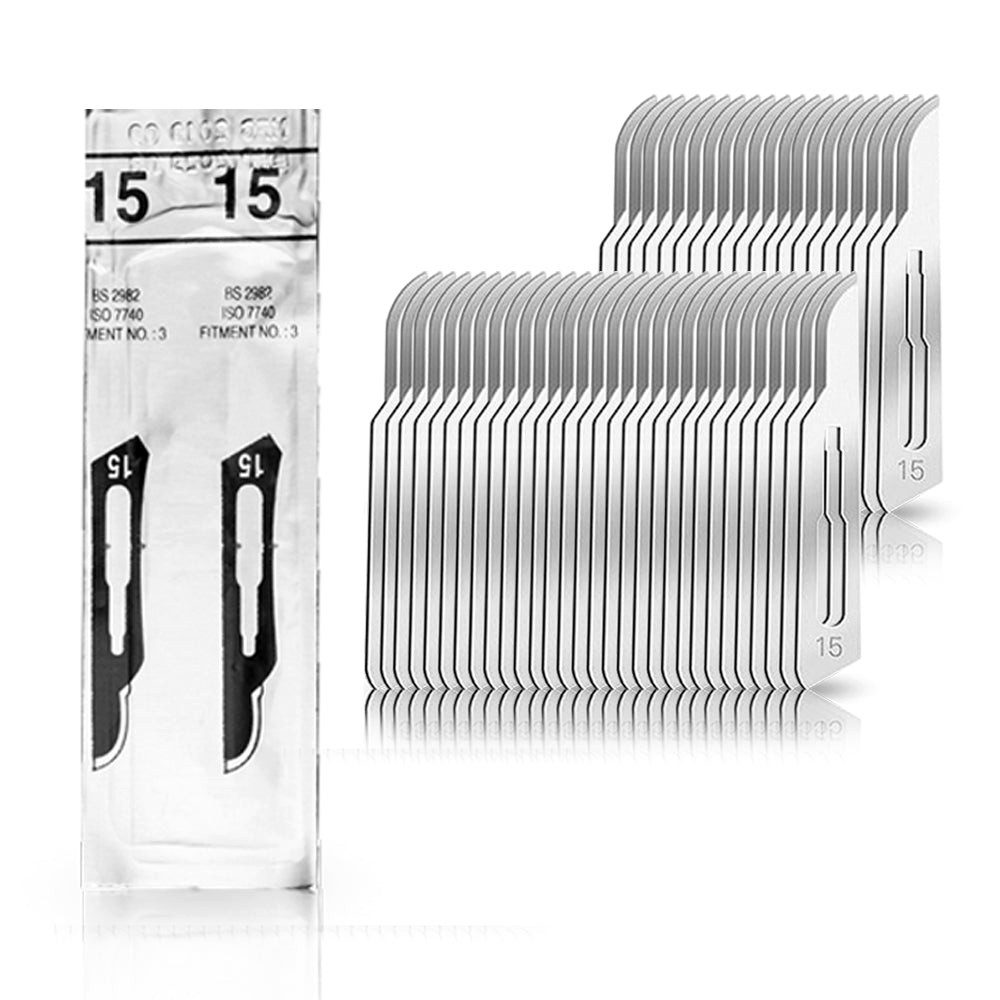 May Bastelmesserklinge 50 Stück Skalpellklingen Figur 15 aus Karbonstahl für Skalpell-Halter