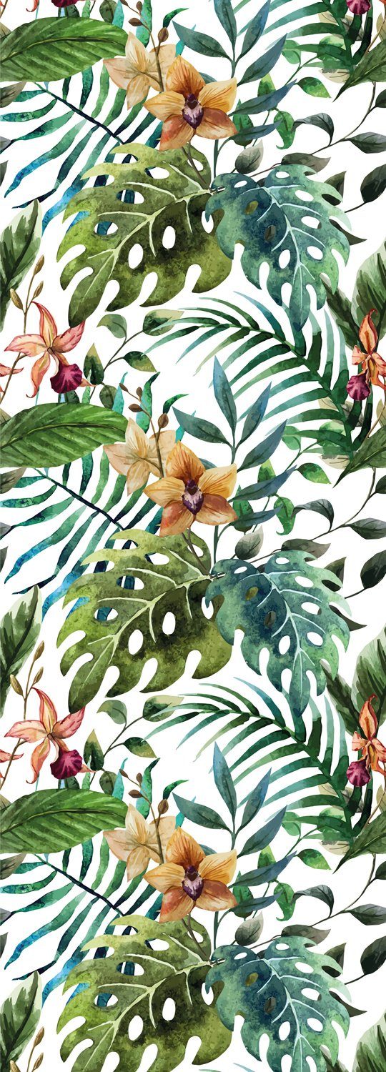 queence Vinyltapete Tor, glatt, Motiv, bedruckt, botanisch, floral, gemustert, natürlich, 90x250cm, selbstklebend, kinderleichte Anbringung, Sticker