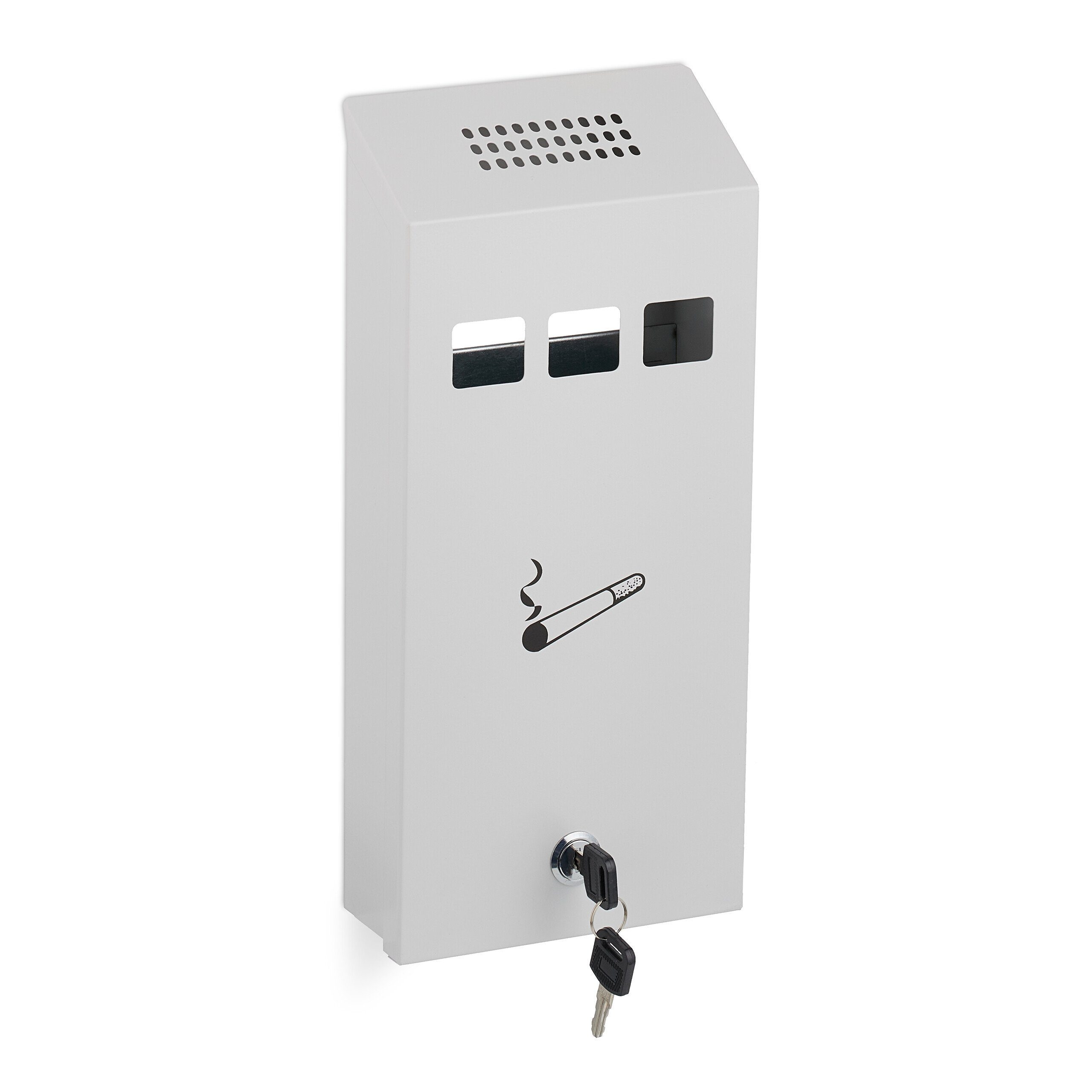 relaxdays Aschenbecher Weißer Wandaschenbecher