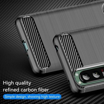 CoverKingz Handyhülle Hülle für Sony Xperia 5 III Handyhülle Case Silikon Cover Bumper, Handyhülle Bumper Silikoncover Softcase Carbonfarben