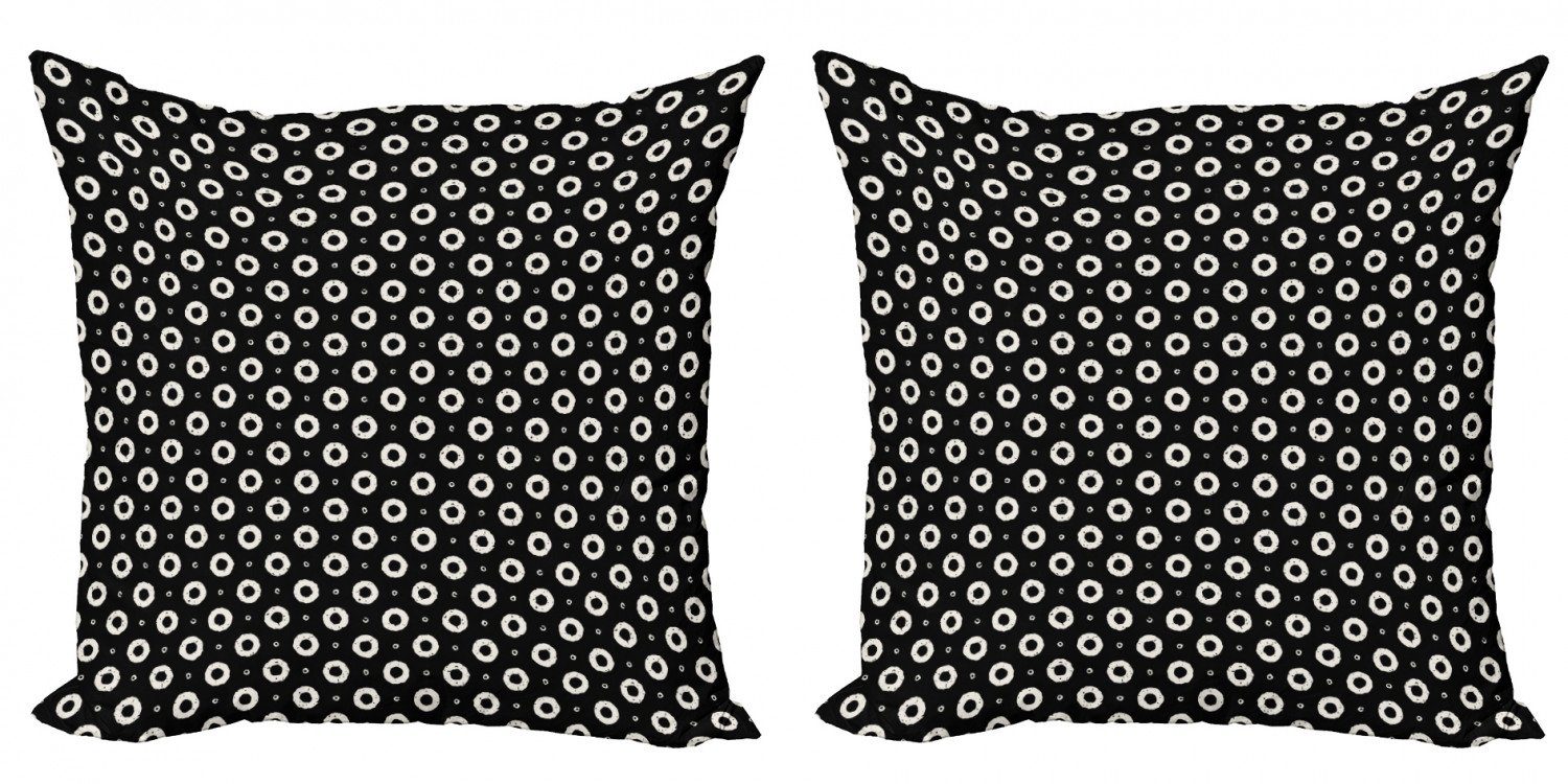Kissenbezüge Modern Accent Doppelseitiger Digitaldruck, Abakuhaus (2 Stück), Schwarz und weiß Donut-Formen