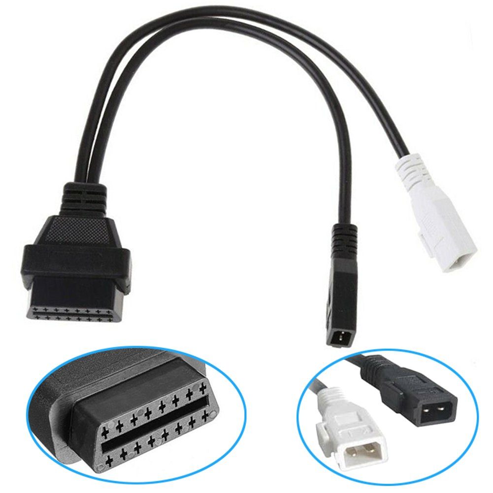 Bolwins D25 Diagnose Adapter Kabel OBD2 16PIN OBD1 2x2PIN f AUDI SKODA SEAT VW Elektro-Kabel, 2×2 Stecker, OBD2 16-Pin Buchse (30 cm), Plug & Play von Bolwins