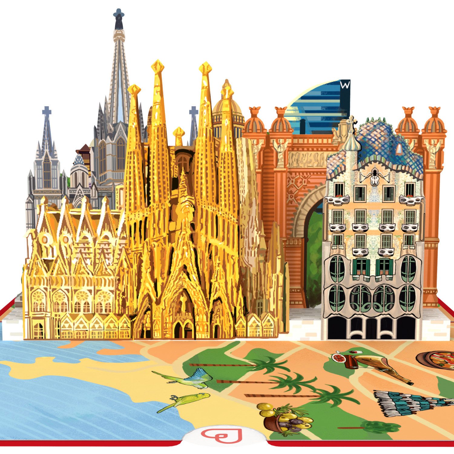 papercrush Geburtstagskarte Barcelona Pop-Up Karte
