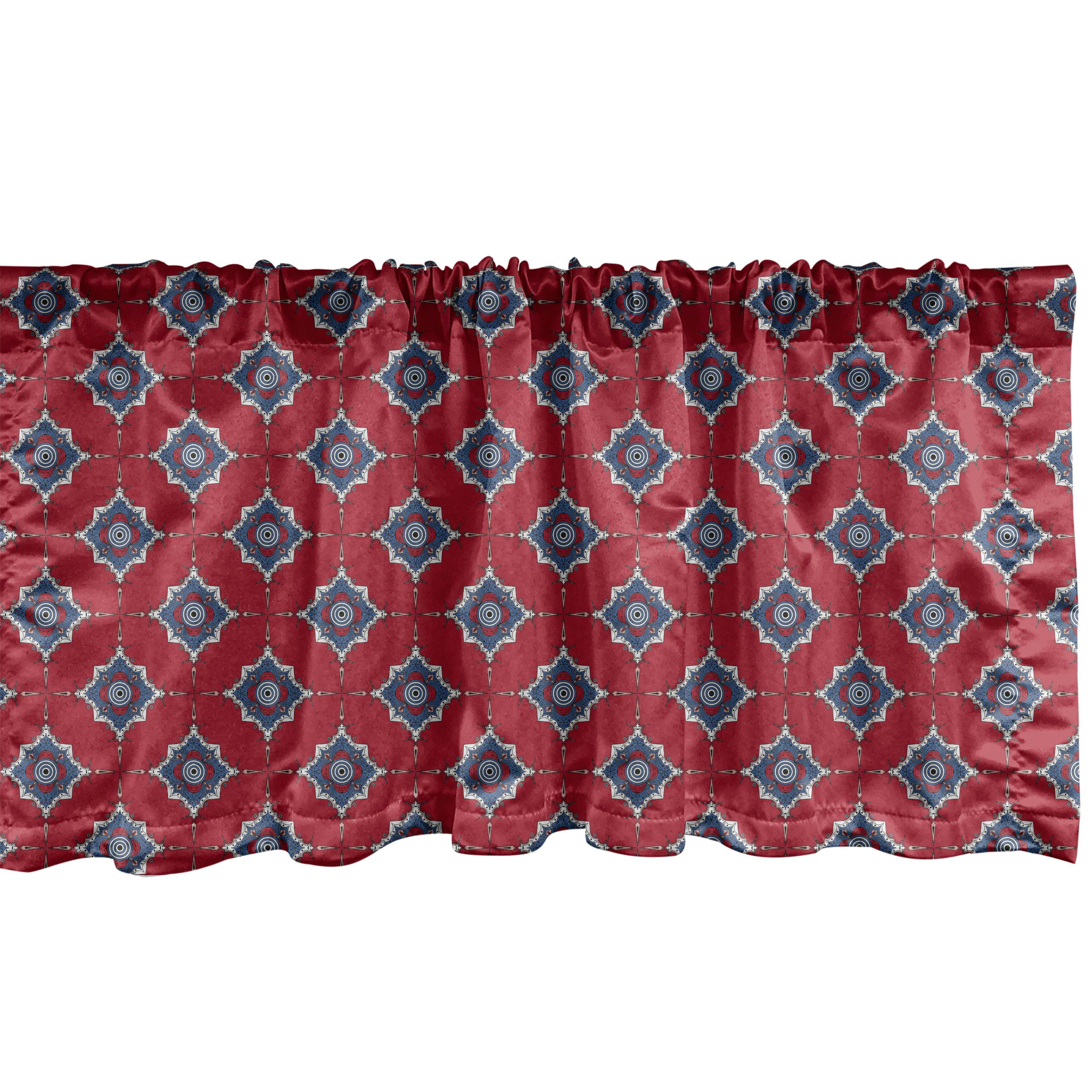 Scheibengardine Vorhang Volant für Küche Schlafzimmer Dekor mit Stangentasche, Abakuhaus, Microfaser, Antique Oriental Bohemian Mosaik