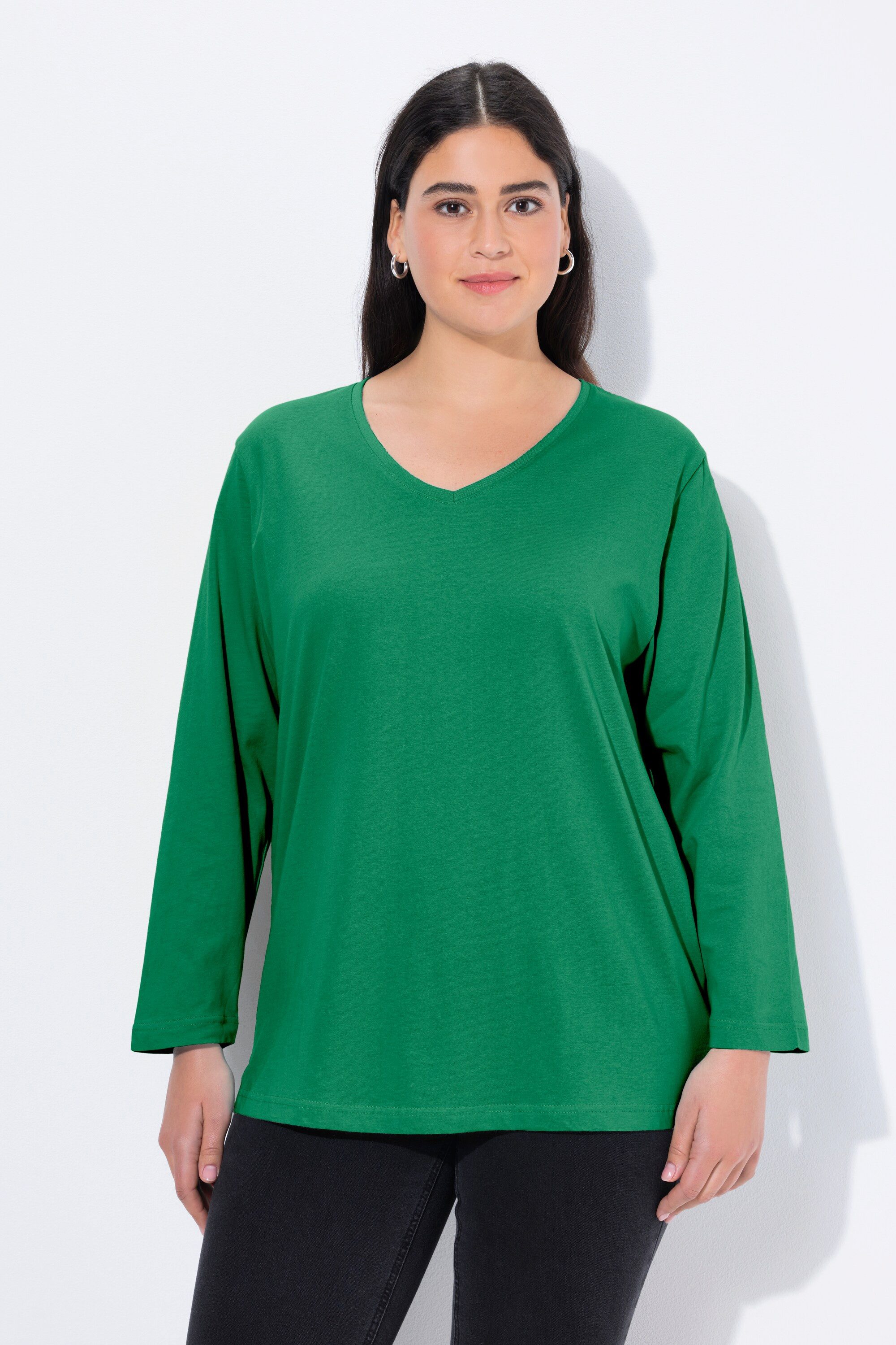 T-Shirt Shirt V-Ausschnitt Relaxed Langarm
