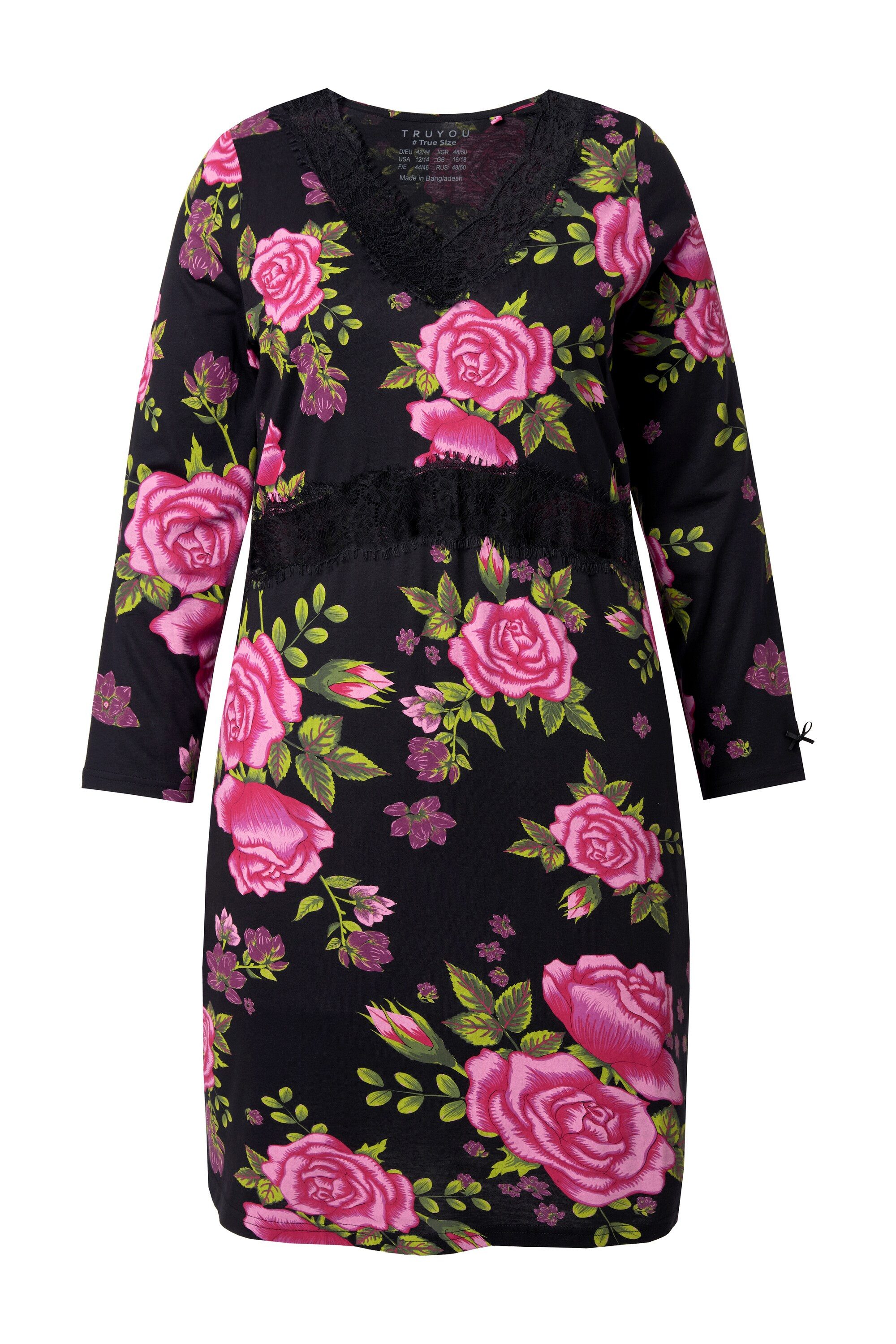 Ulla Popken Nachthemd TruYou Nachthemd Rosen Spitze günstig online kaufen