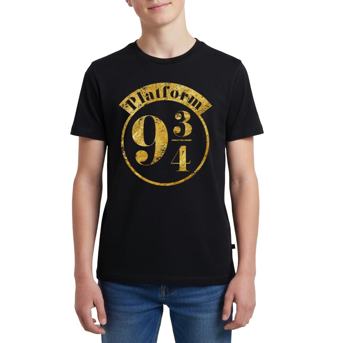 Spreadshirt T-Shirt Harry Potter Platform 9 3/4 Gold Teenager Premium T-Shirt (1-tlg)