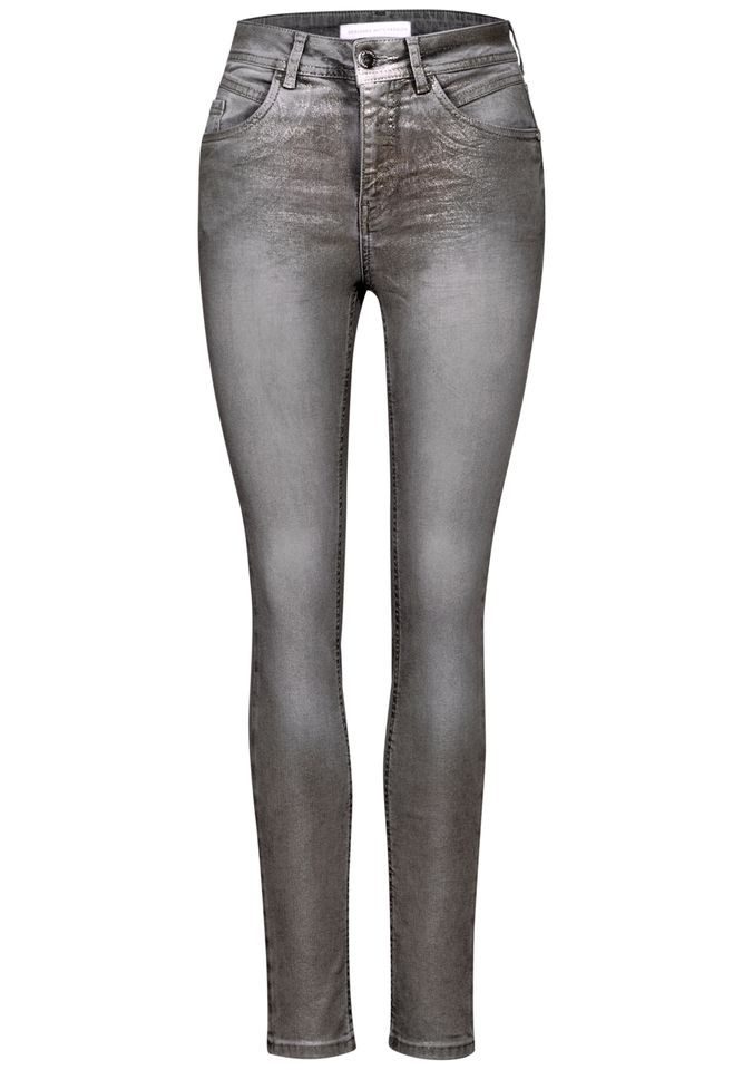 STREET ONE Stoffhose – Beschichtete Slim günstig online kaufen