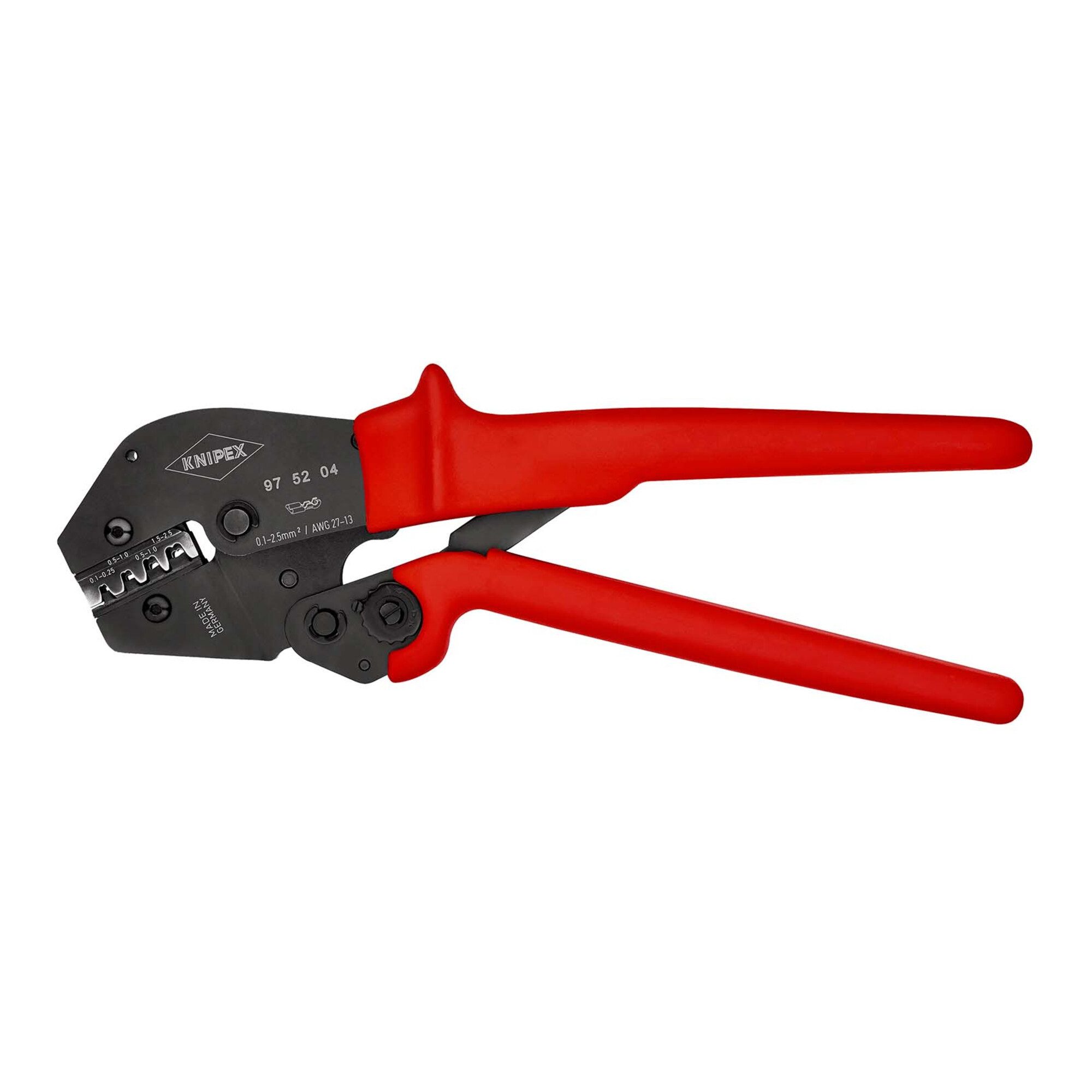 Knipex Crimpzange KNIPEX 97 52 04 Crimpzange auch für Zweihandbedienung mit rutschhemmen