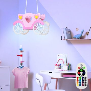 etc-shop LED Pendelleuchte, Leuchtmittel inklusive, Warmweiß, Farbwechsel, RGB LED 14 Watt Kinderzimmer Decken Hänge Leuchte Mädchen Farbwechsler