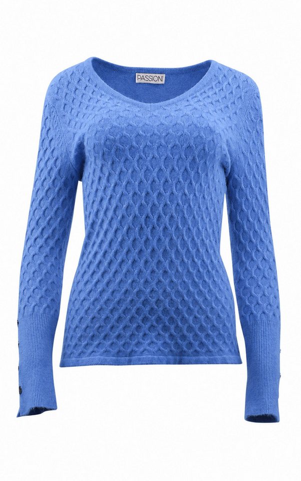 Passioni Strickpullover mit Rautenmuster und Knopf-Details