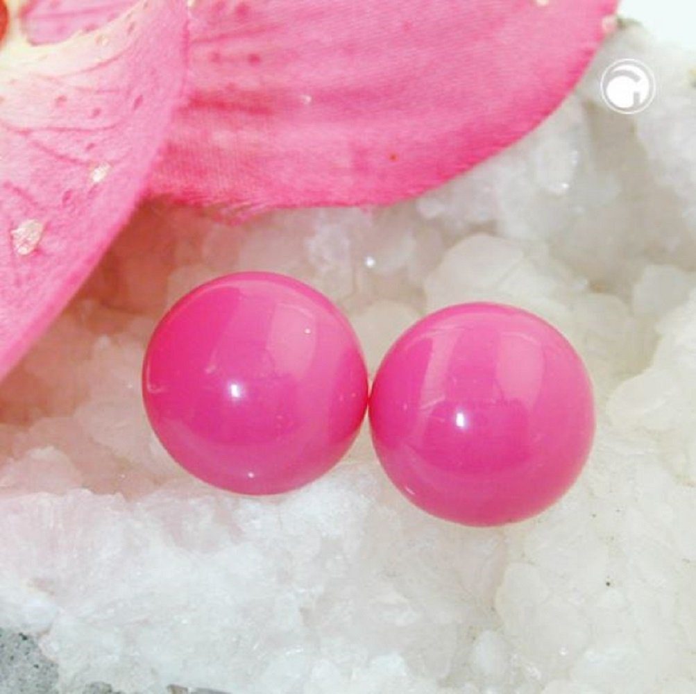 unbespielt Paar Ohrstecker Ohrringe pink-rosa-glänzend halbrund günstig online kaufen