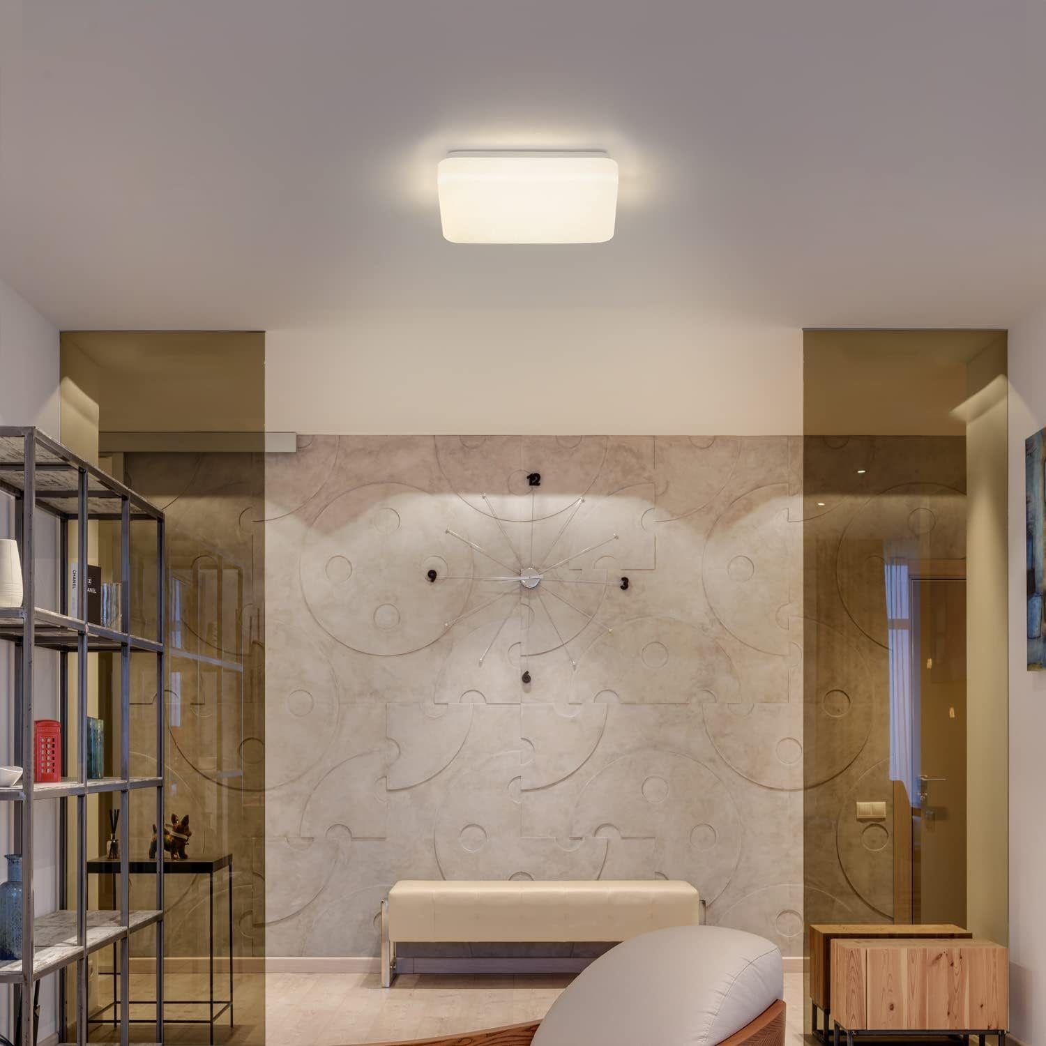 ZMH Deckenleuchte Modern klein 15W Schlafzimmer integriert, Büro, Küche Flurlampe Tageslichtweiß fest LED glitzer