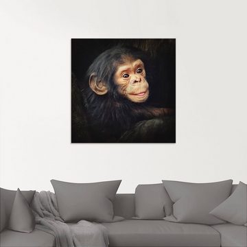 Artland Glasbild Kleiner Schimpanse, Wildtiere (1 St), in verschiedenen Größen
