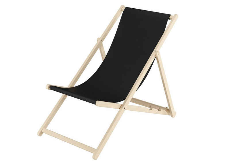 ERST-HOLZ Gartenliege Holz-Liegestuhl klein oder groß viel Zubehör-Wahl Stofffarbe schwarz