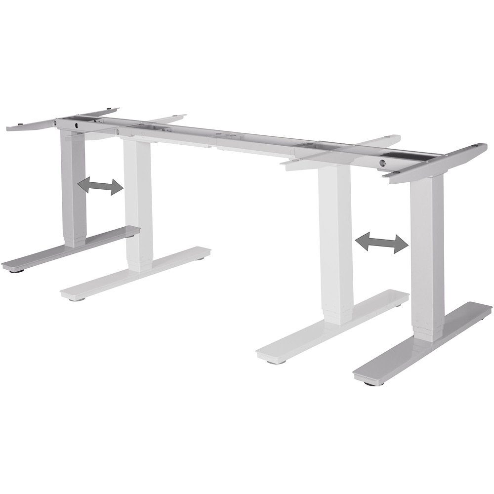 Memory Funktion Schreibtisch, Lomadox silber mit 182/128/70cm Gestell